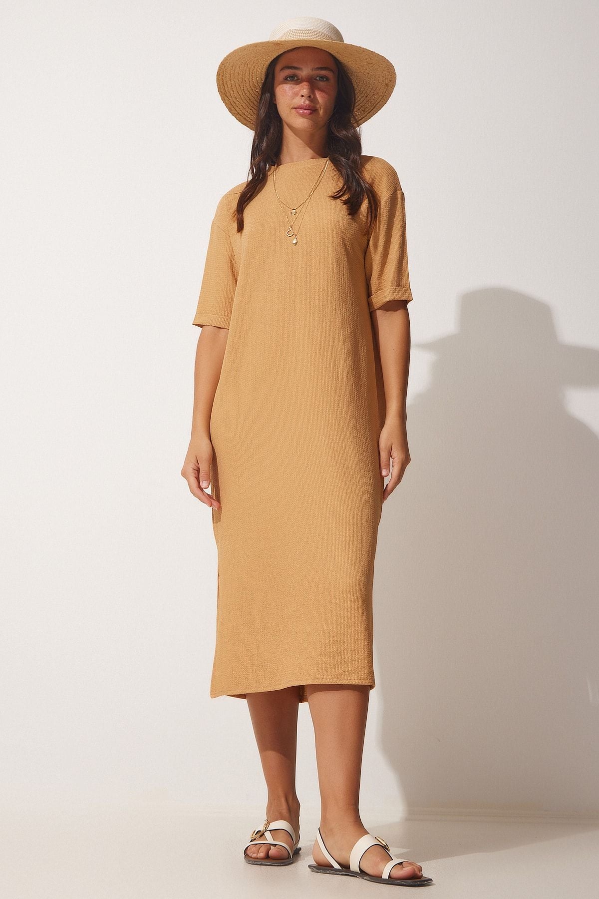 Female Biscuit textured Daily Midi Knitting Dress LH00037