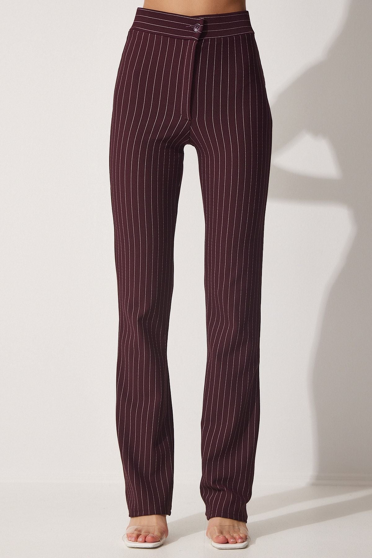 Woman Bordeaux high waist striped pants RV00094