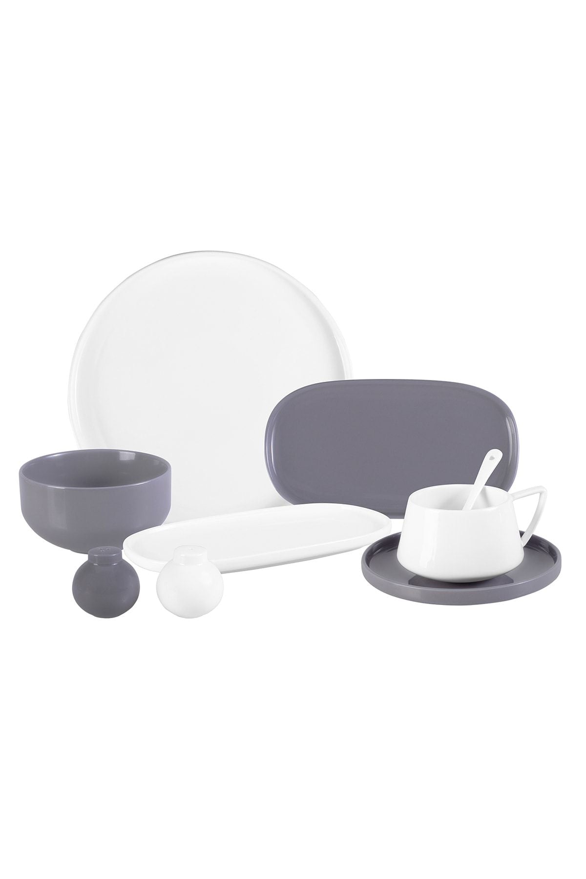 White - Gray Parla 32 Piece 6 Person Breakfast Set