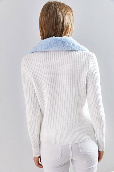 Women's Fur Collar Soft Knitwear Cardigan 20223271