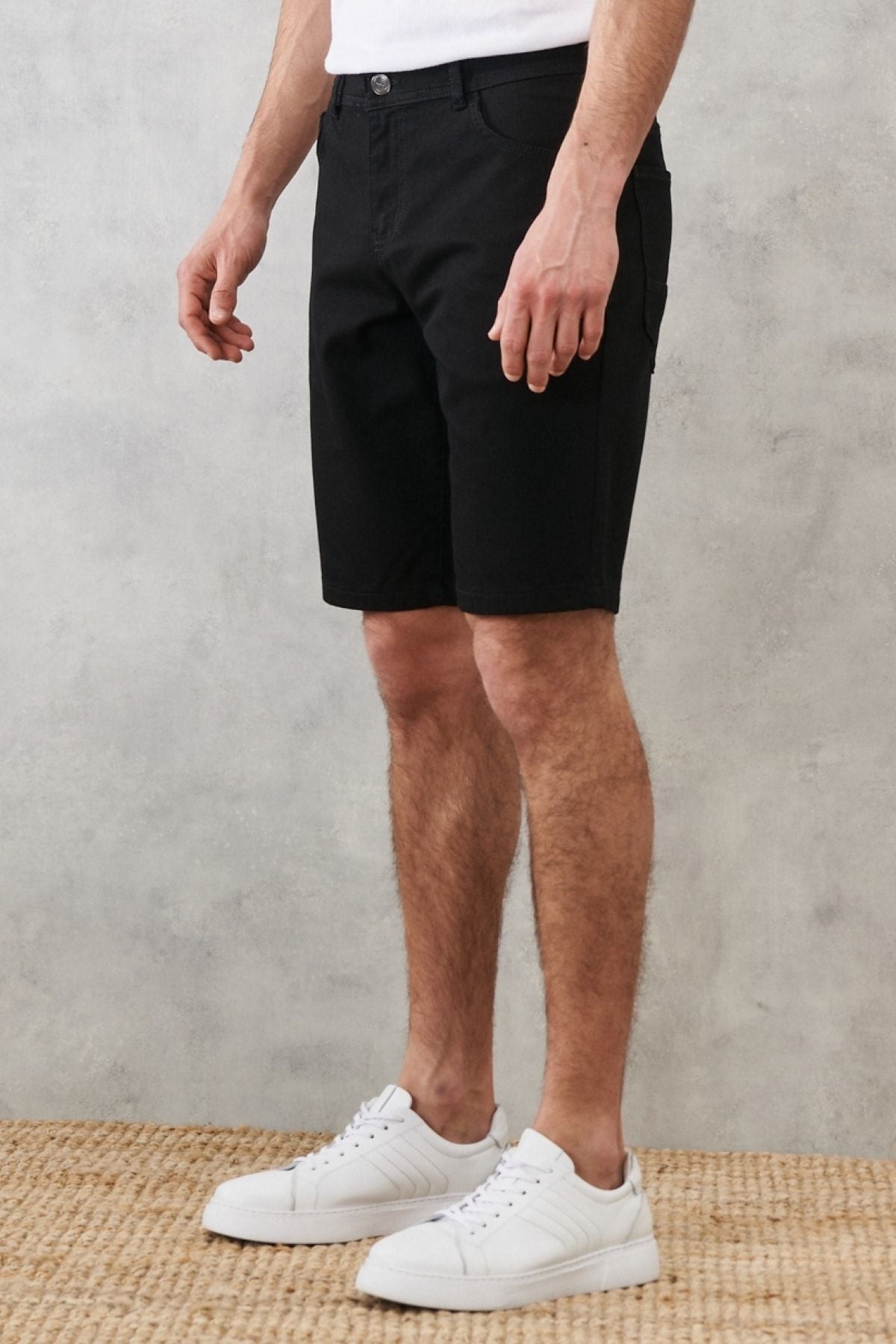 Men's black slim fit narrow -cut Amelor Flexible Flexible 5 Pocket Casual Shorts