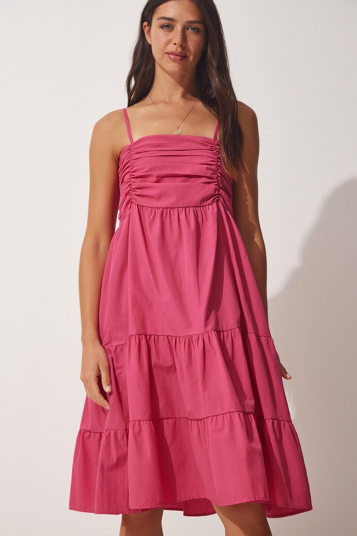 Woman Dark Pink Hanger Summer Poplin Dress DD01226