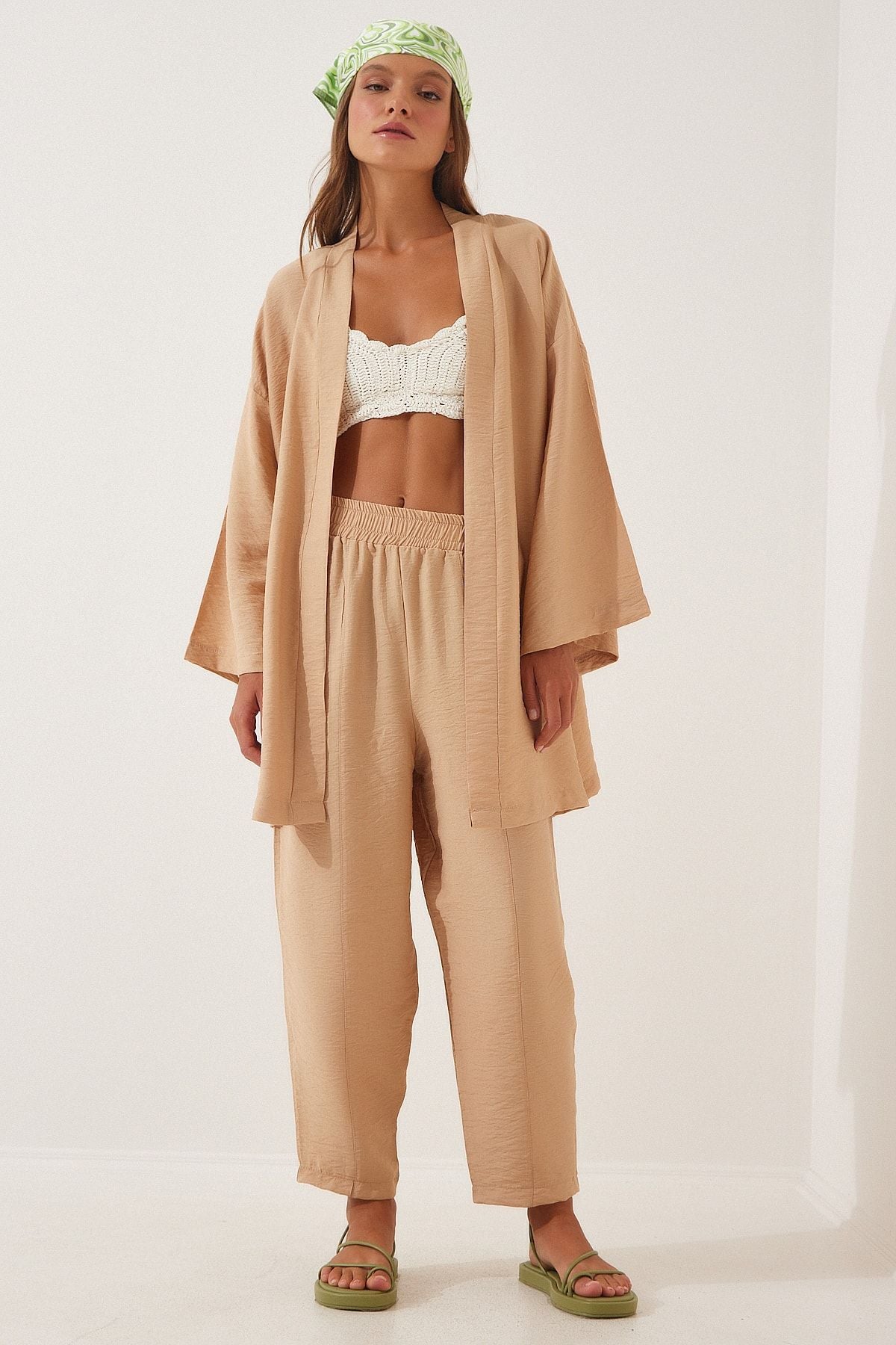 Female Biscuit Kimono Pants Set DZ00046