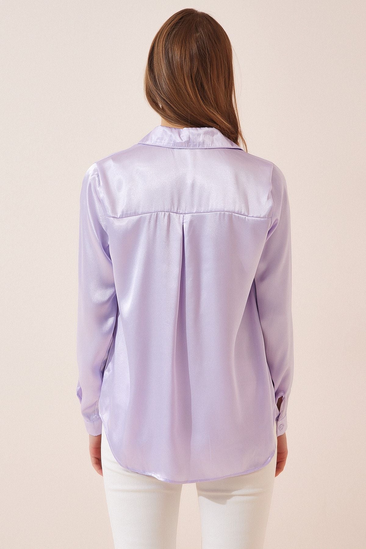 Women's Lilac Light Duped Satin Surface Shirt DD00990