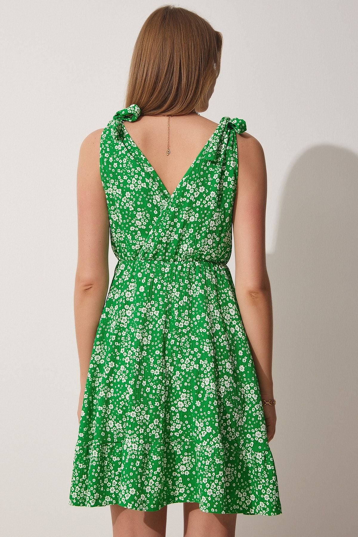 Women's Green Summer Flower Viscose Dress FF00129