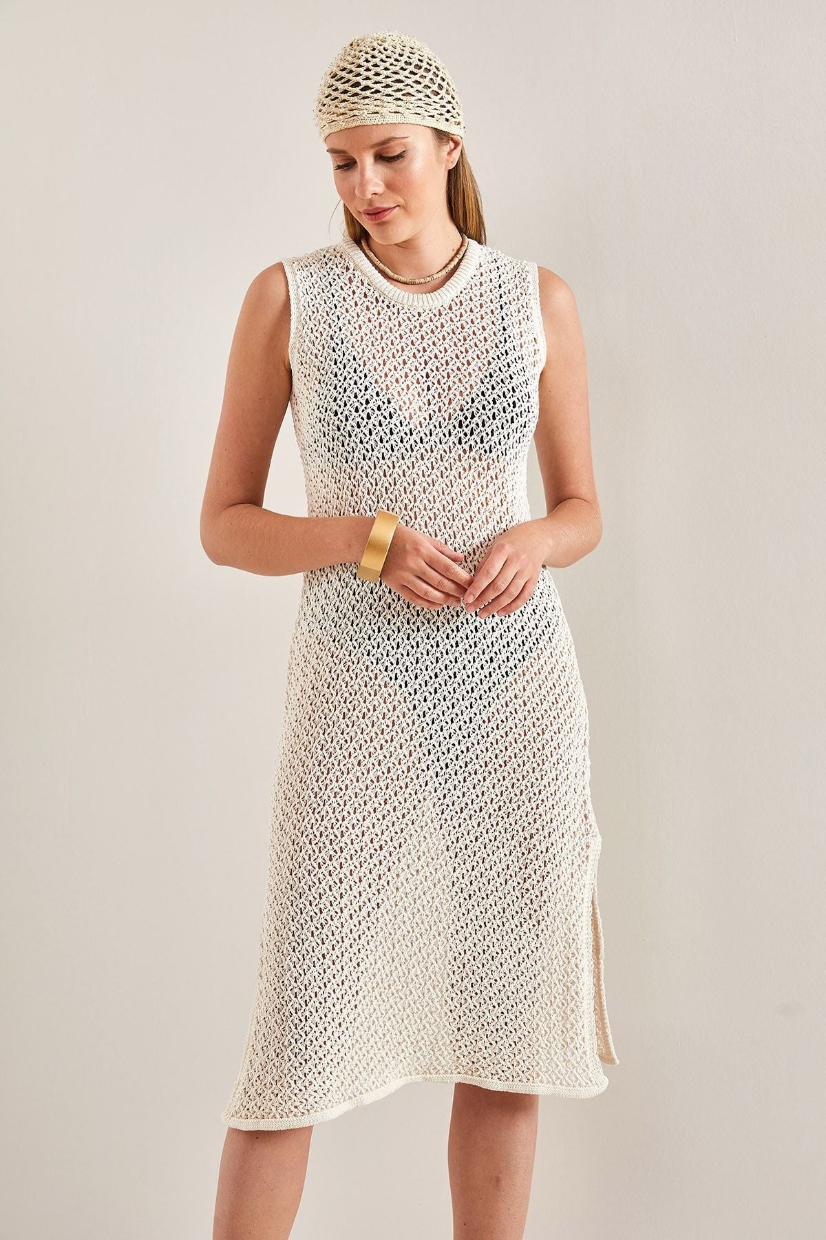 WOMEN'S SLIDING PATTERNED SLEEPLESS BACTER DRESS