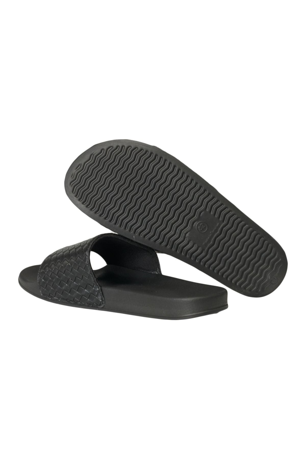 Men's black pattern without pattern black wicker printing slippers