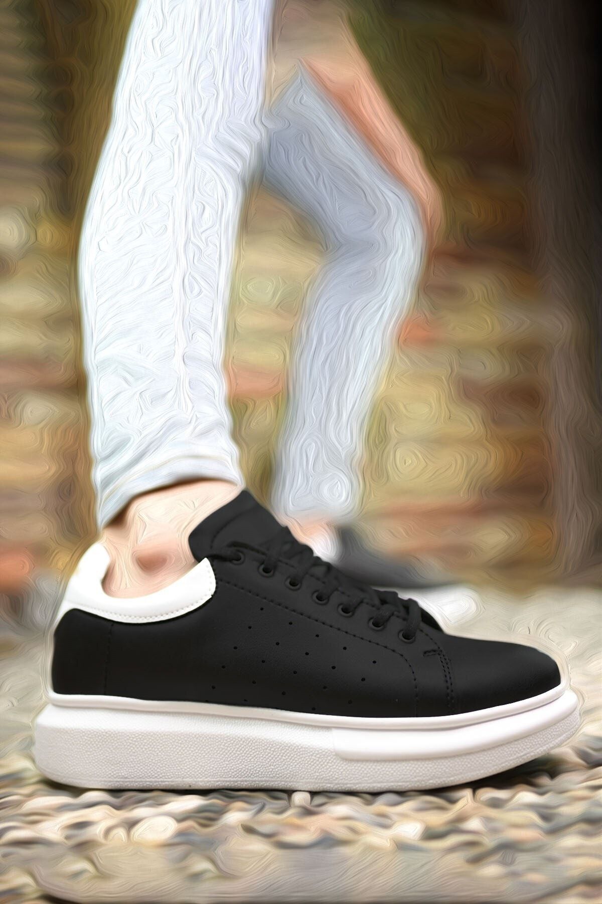 Men's black and white sneaker