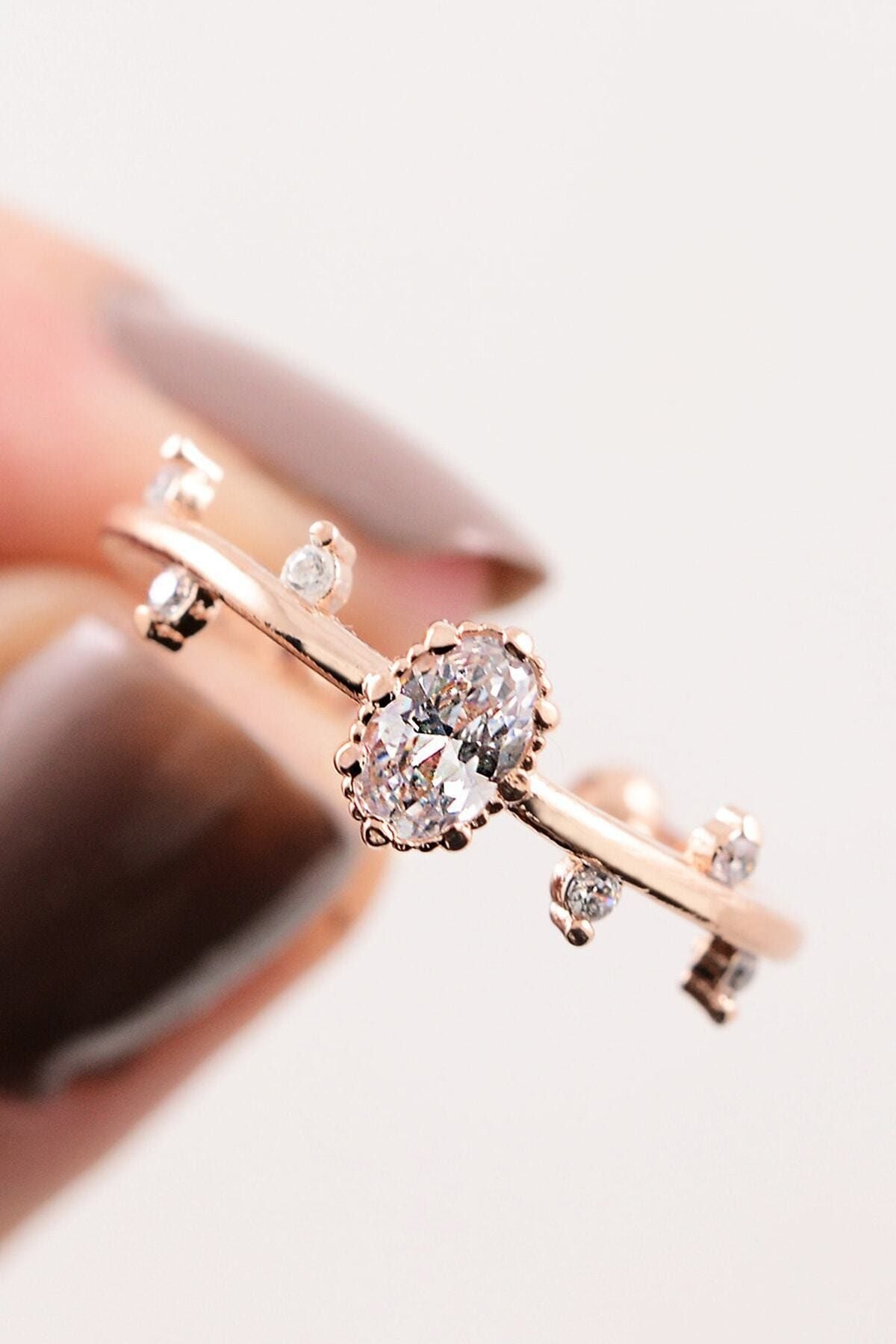 Woman Pink 14k Rose Gold Izlanda Adjustable Measures Marriage Ring