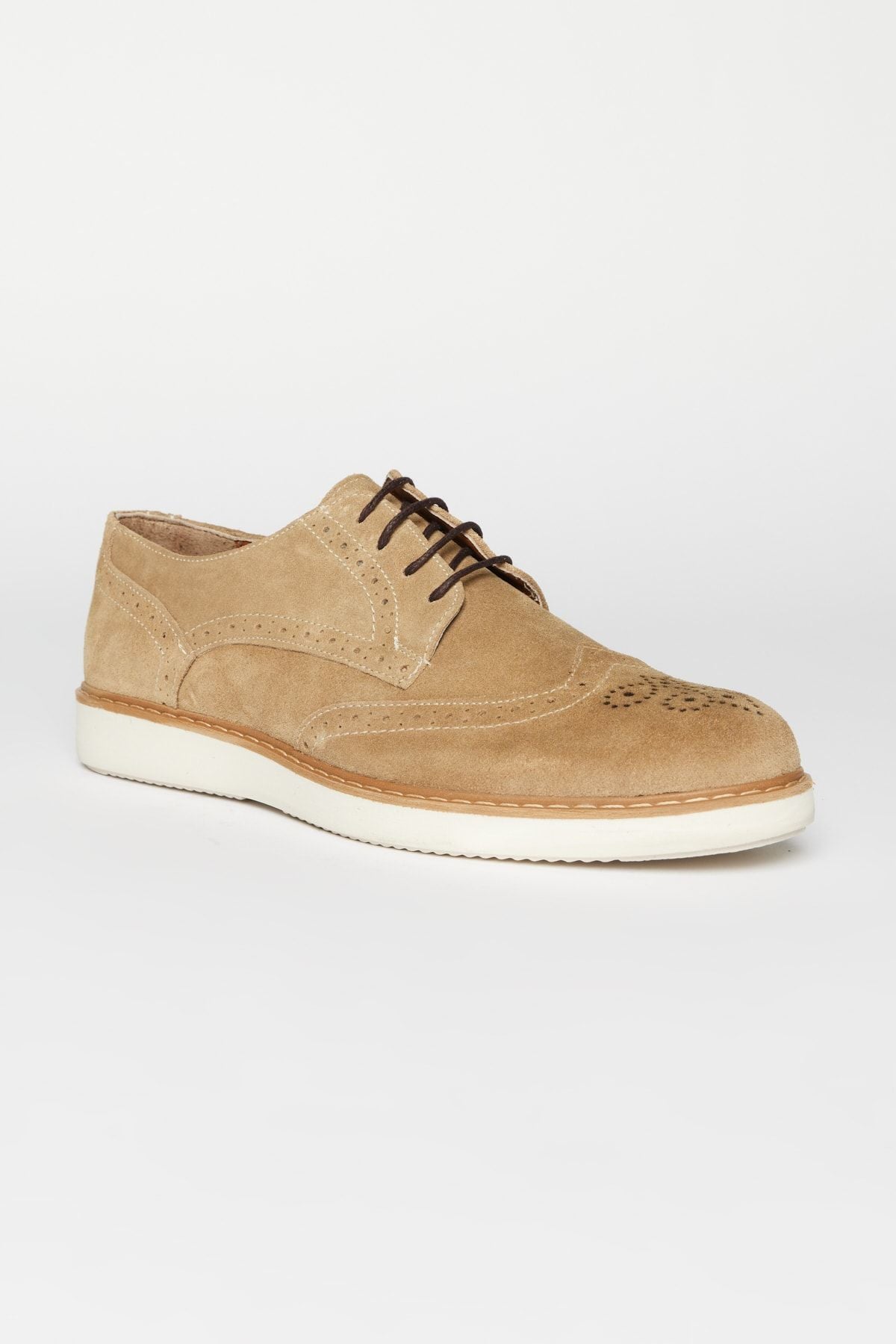 Men's Beige 100 %Leather Casual Shoes