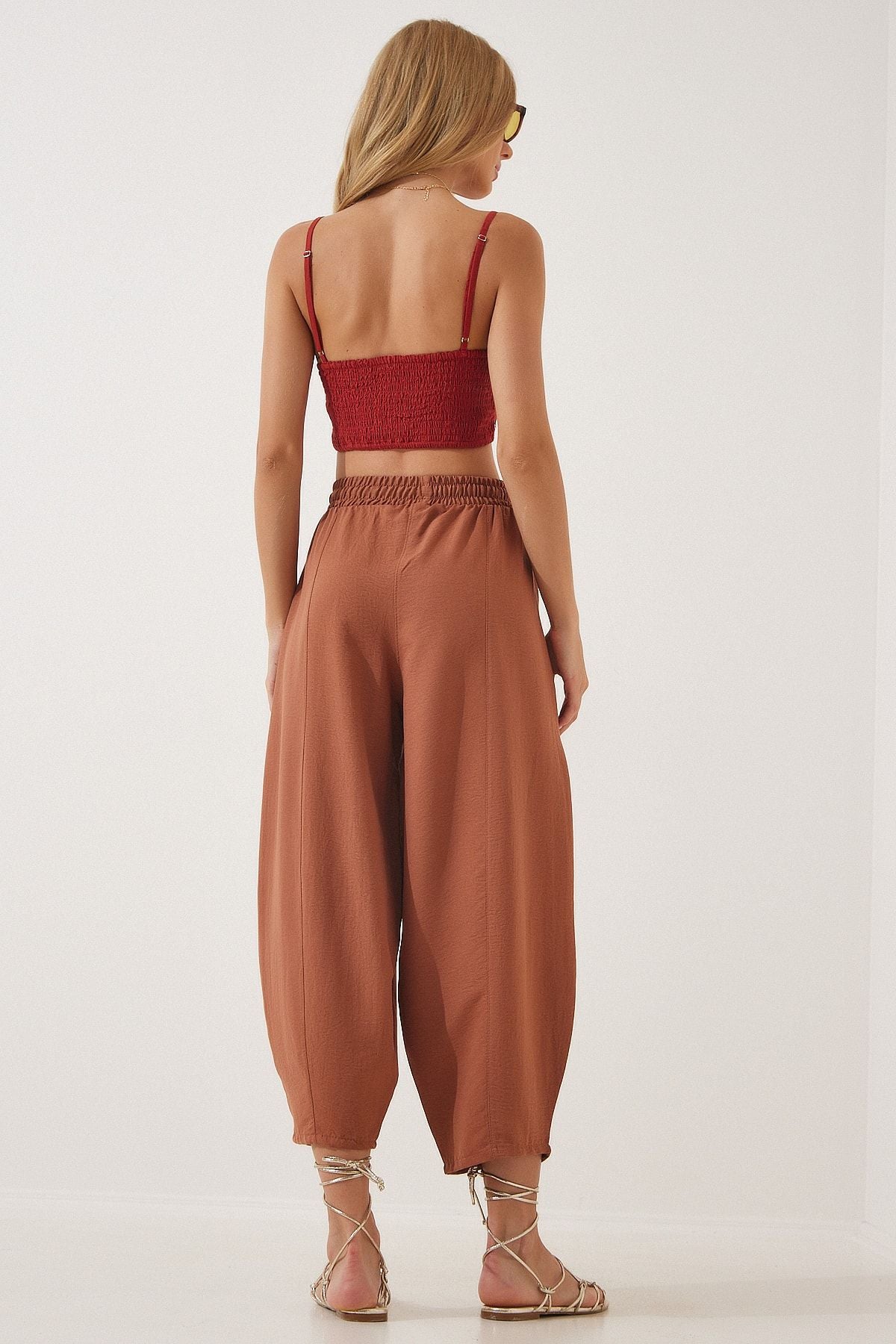 Female Cinnamon Pocket Linen Viscose Shalwar Pants CV00001
