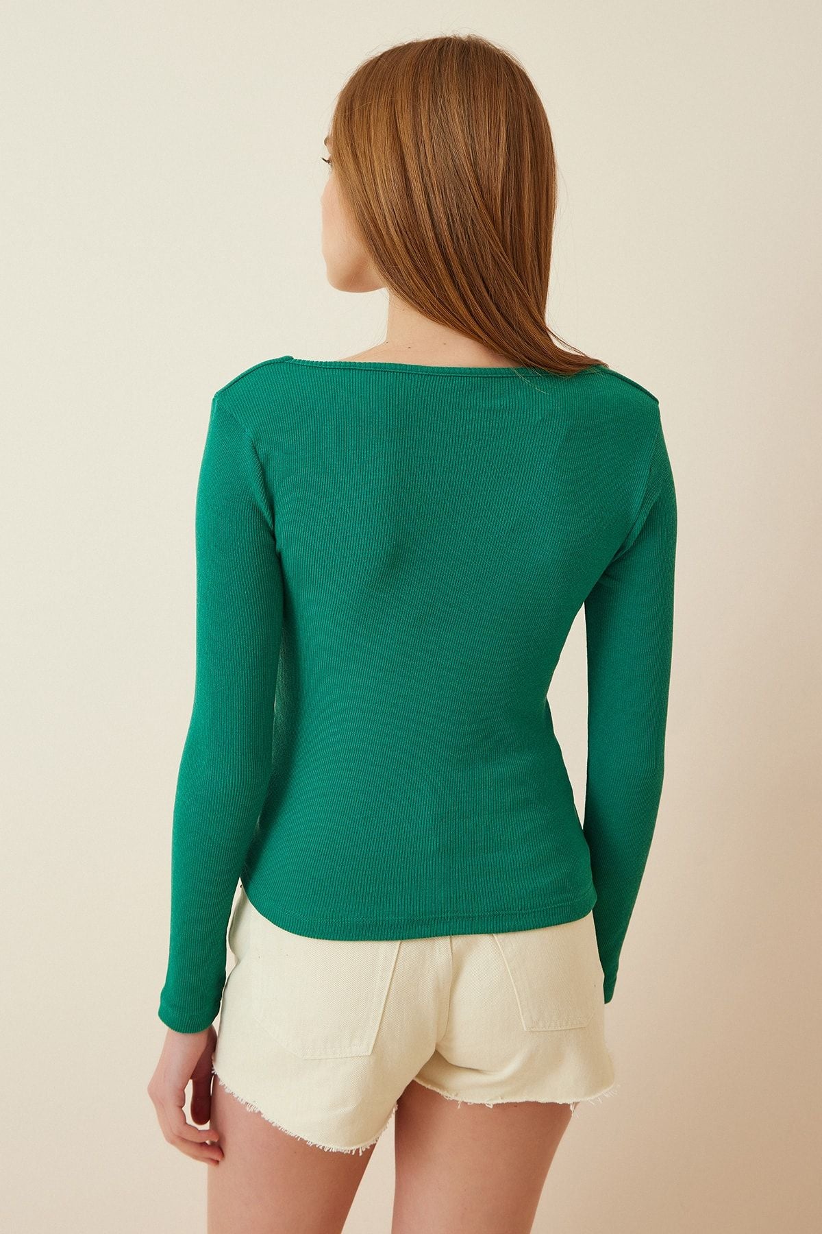 WOMEN'S VIEW GREEN GREEN BROKEN RECIPE Knitting blouse GT00052