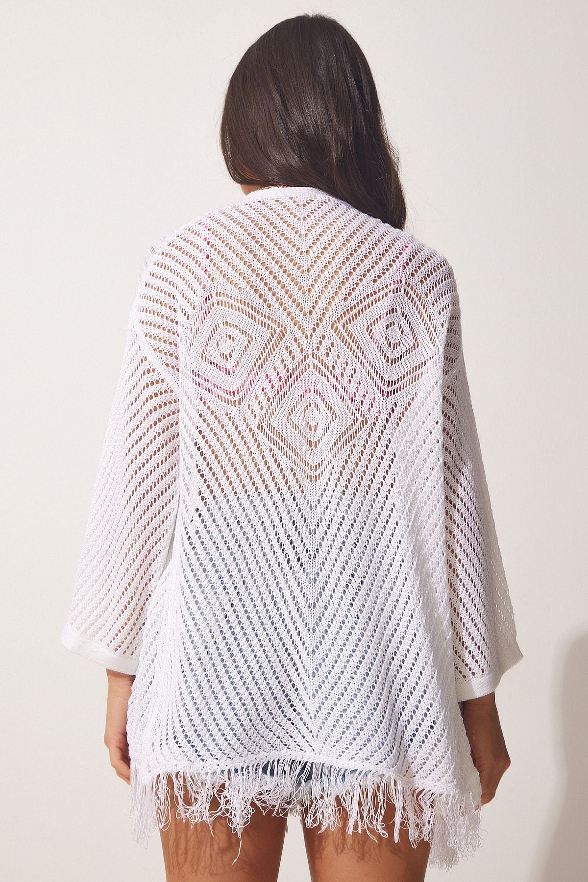 WOMEN WHITE SEASONAL OUTPUT TYKED knitwear cardigan ZA00071