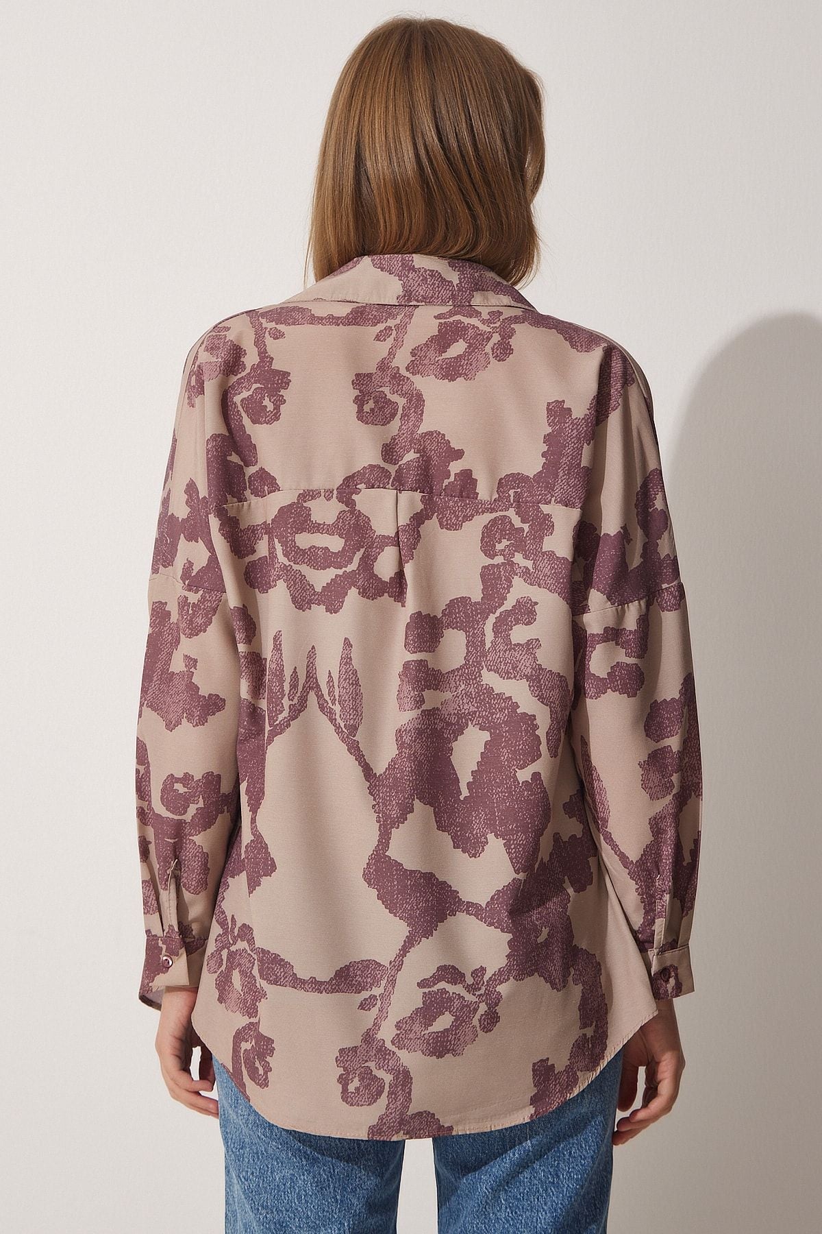 WOMEN'S PUBLIC BEGY PATTERNED Oversize poplin shirt DD01227