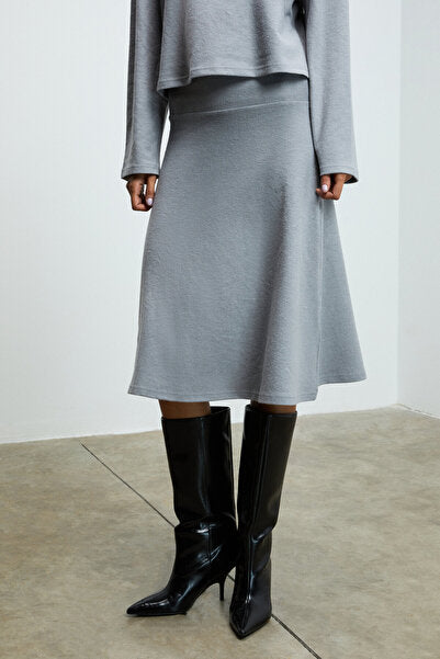 SERTRE Women's Midi Length Gray Skirt with Soft and Flexible Fabric