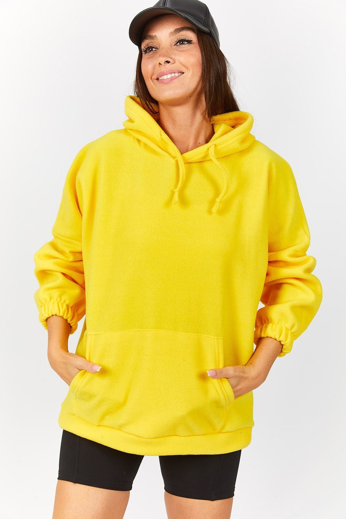 Women's Yellow Fleece Oversize Sweatshirt ARM-22K001005