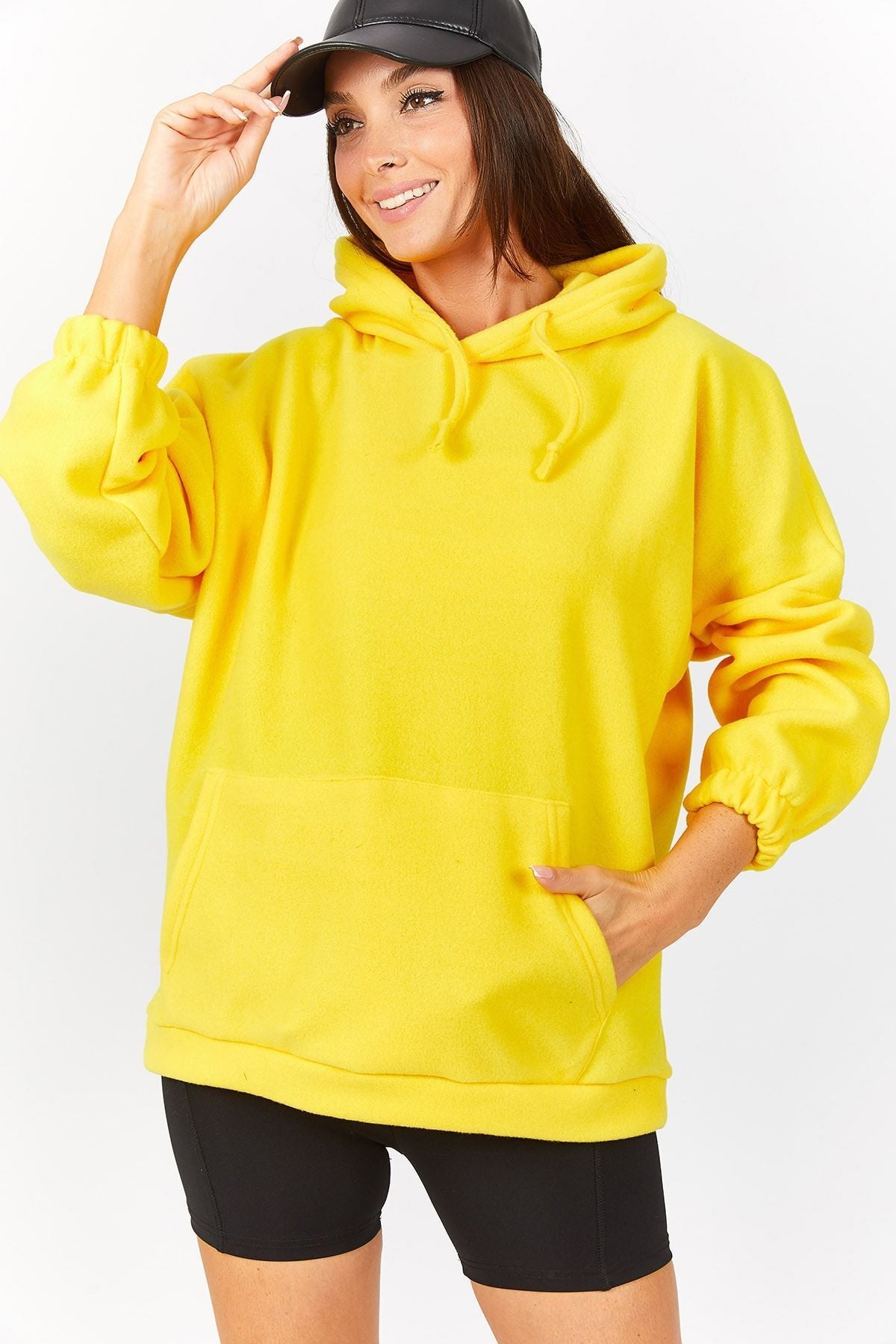 Women's Yellow Fleece Oversize Sweatshirt ARM-22K001005
