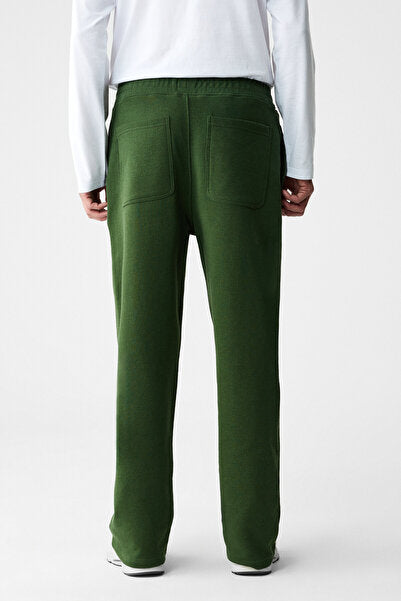 ZENITH Men's Organic Cotton Elastic Waist 4-Pocket Relaxed Fit Khaki Sweatpants