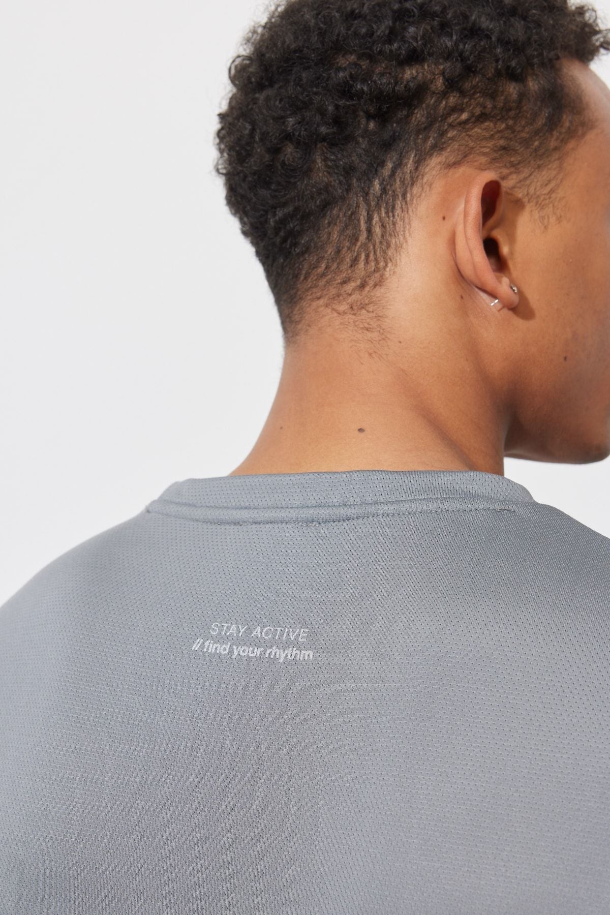 Men's gray loose fit bike collar t -shirt