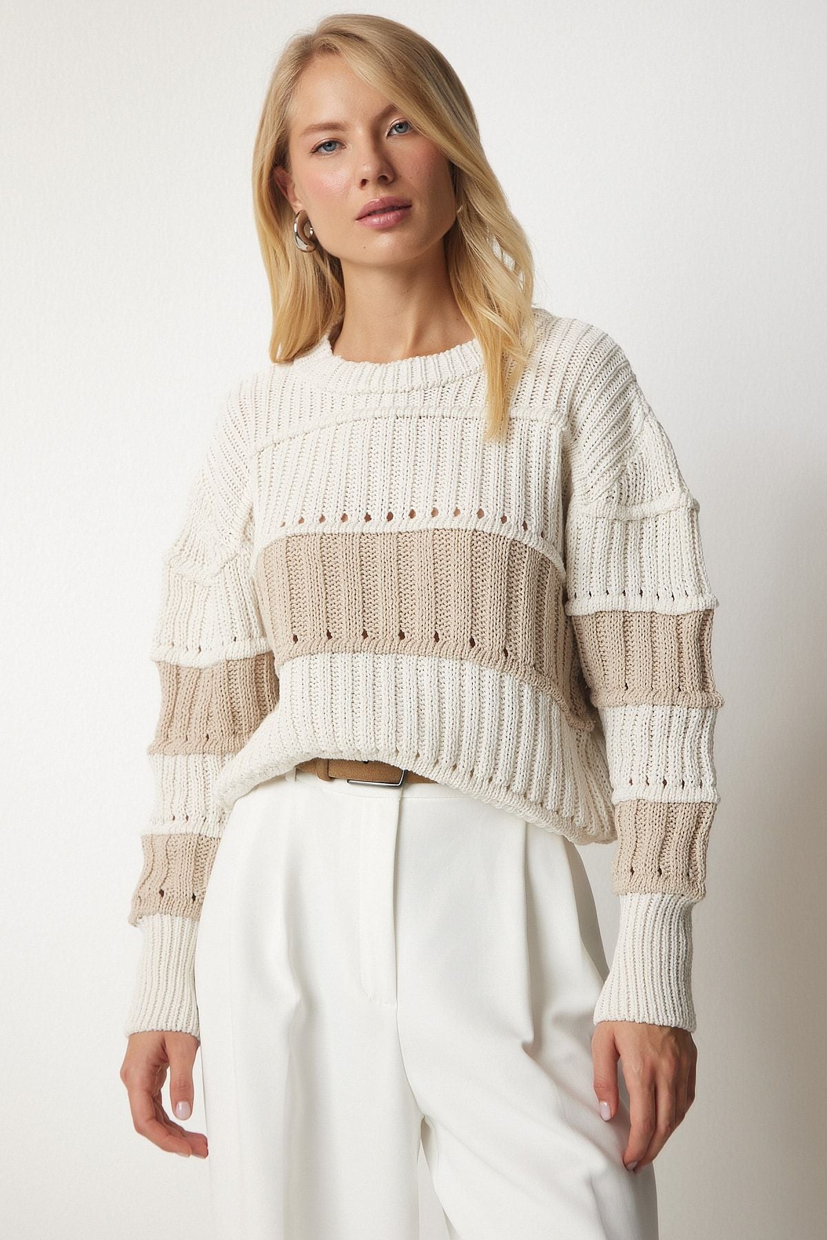 Women's Cream Outside Bloc Collected Triko Sweater MC00215