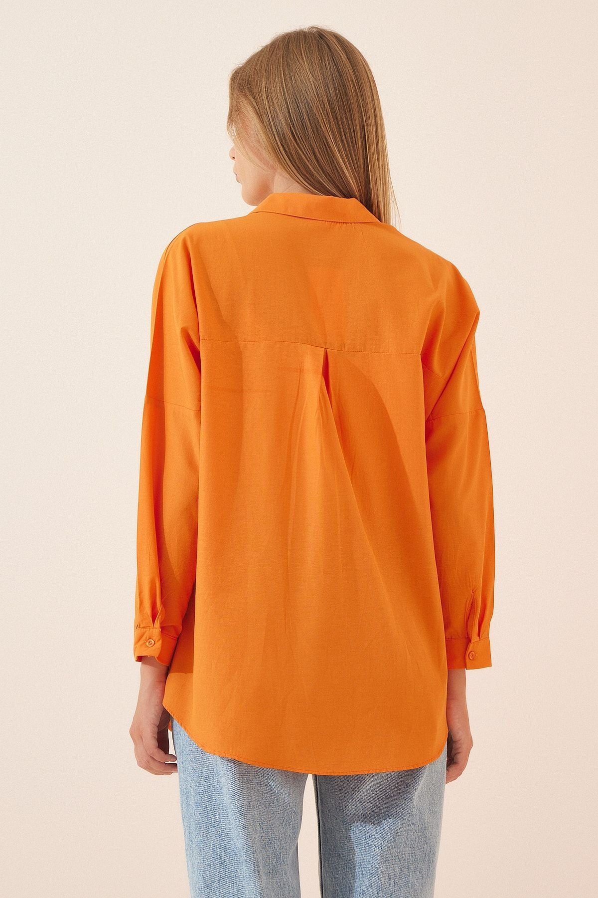 Woman Open Oranj Oversize Long Basic Shirt DD00842