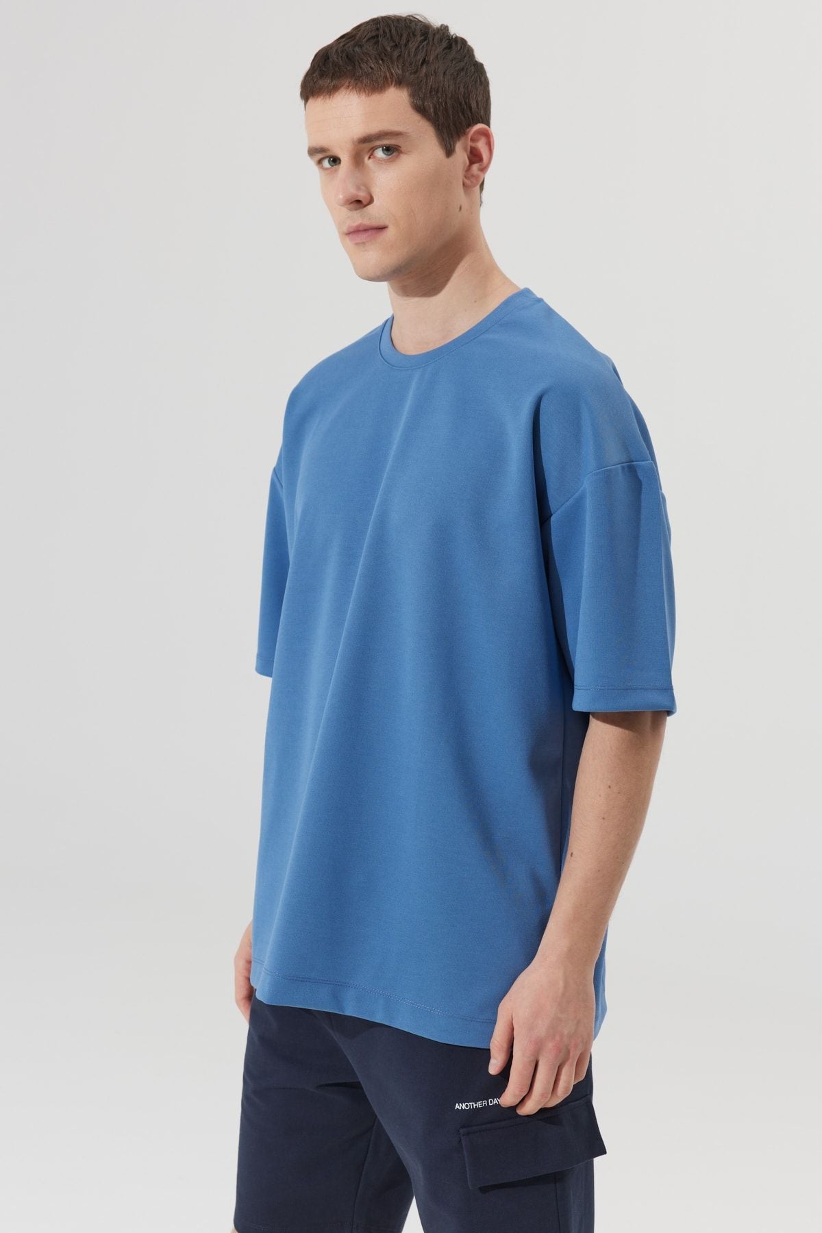Men's Indigo Oversize Plenty Cut Bike Yaka Sweatshirt T -shirt