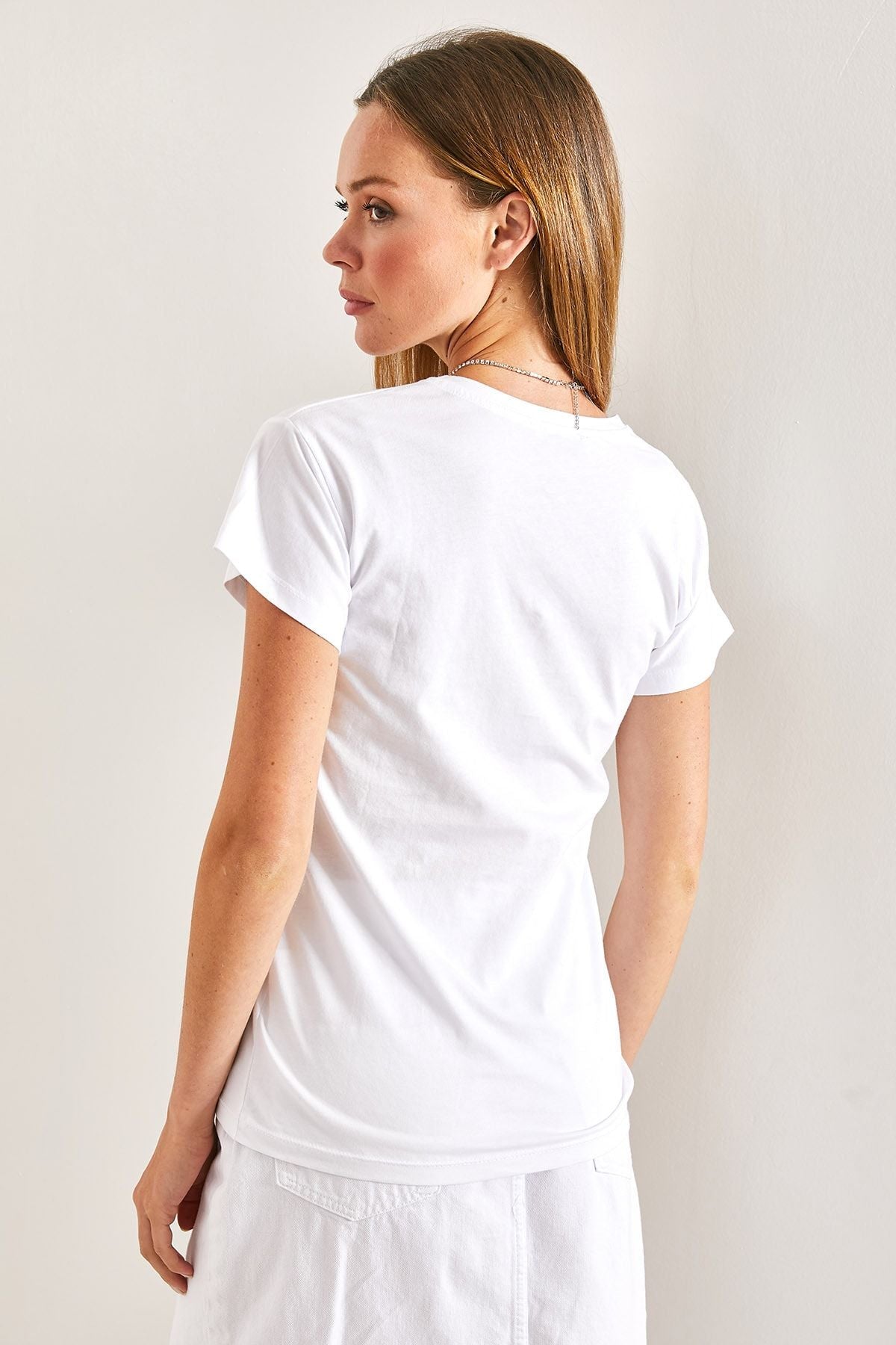Woman Flower Embroidered Combed Tshirt