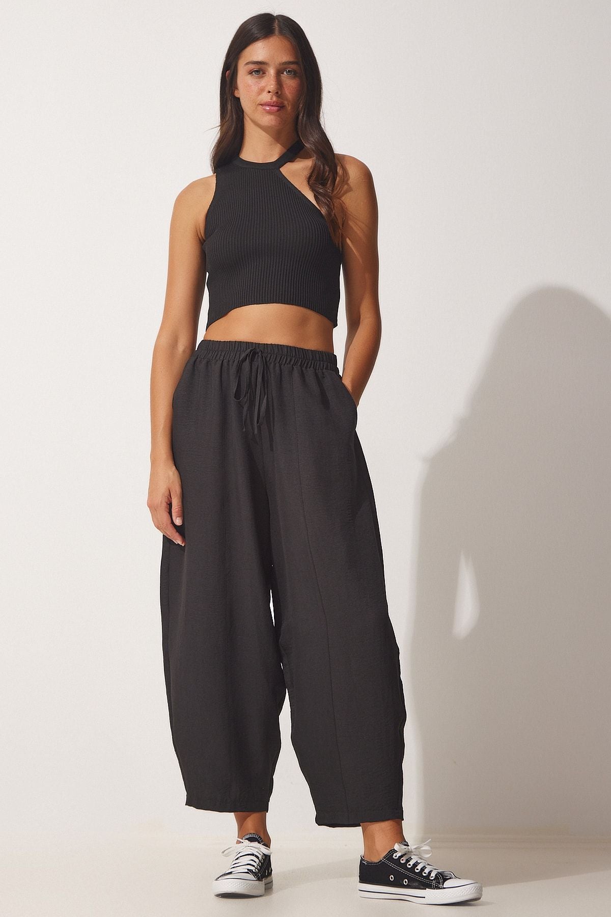 WOMEN'S BLACK POCKET AYROBİN SHALLAR Pants OH00046