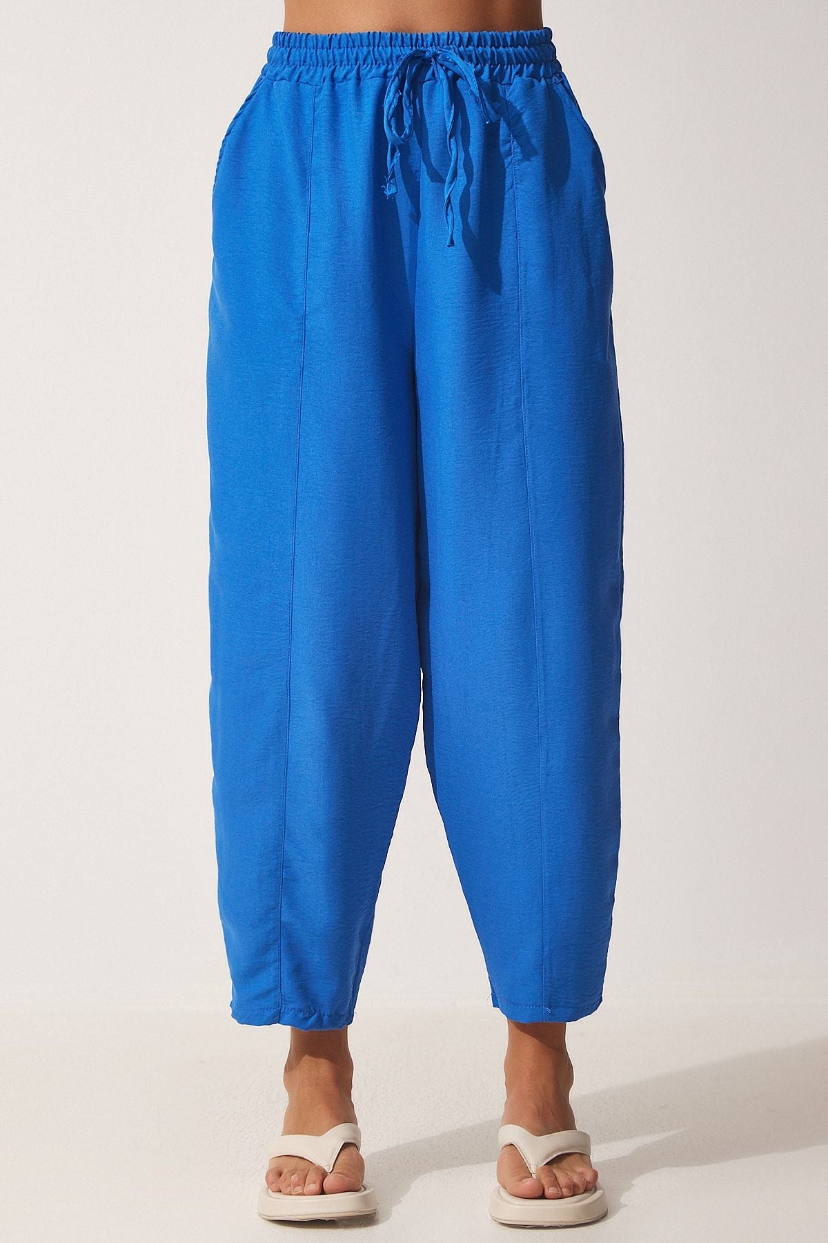 Woman Dark Blue Linen Shalvar Pants Dz00081