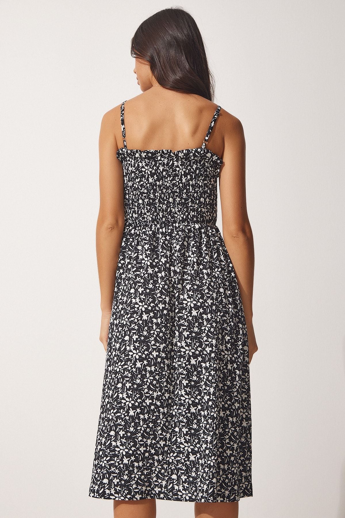 Flower Summer with Black Hanger Flower Viscose Dress DD01232