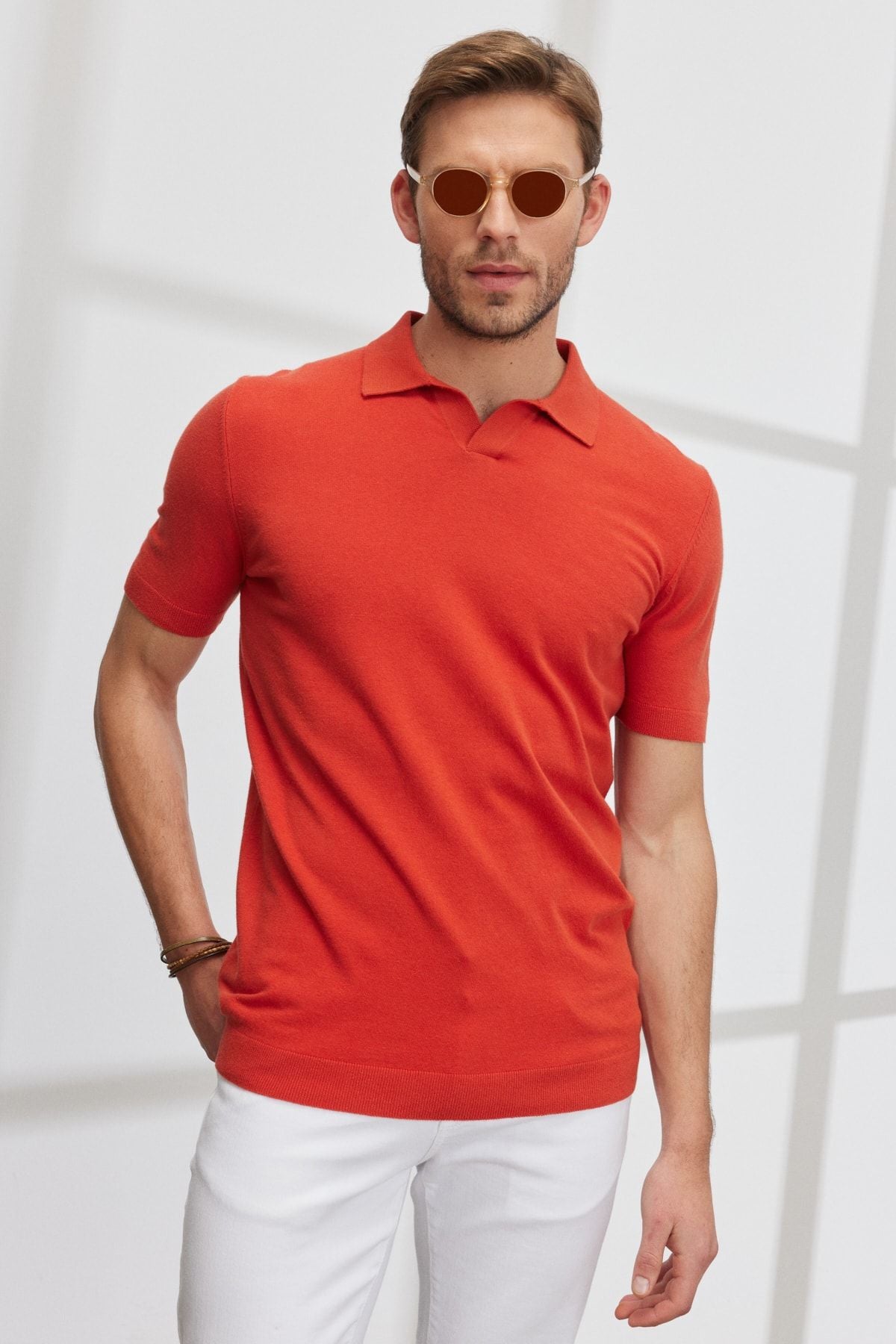 Men's Tile Standard Fit Normal Cut Polo Yaka Short Sleeve Patterned Triko T -shirt