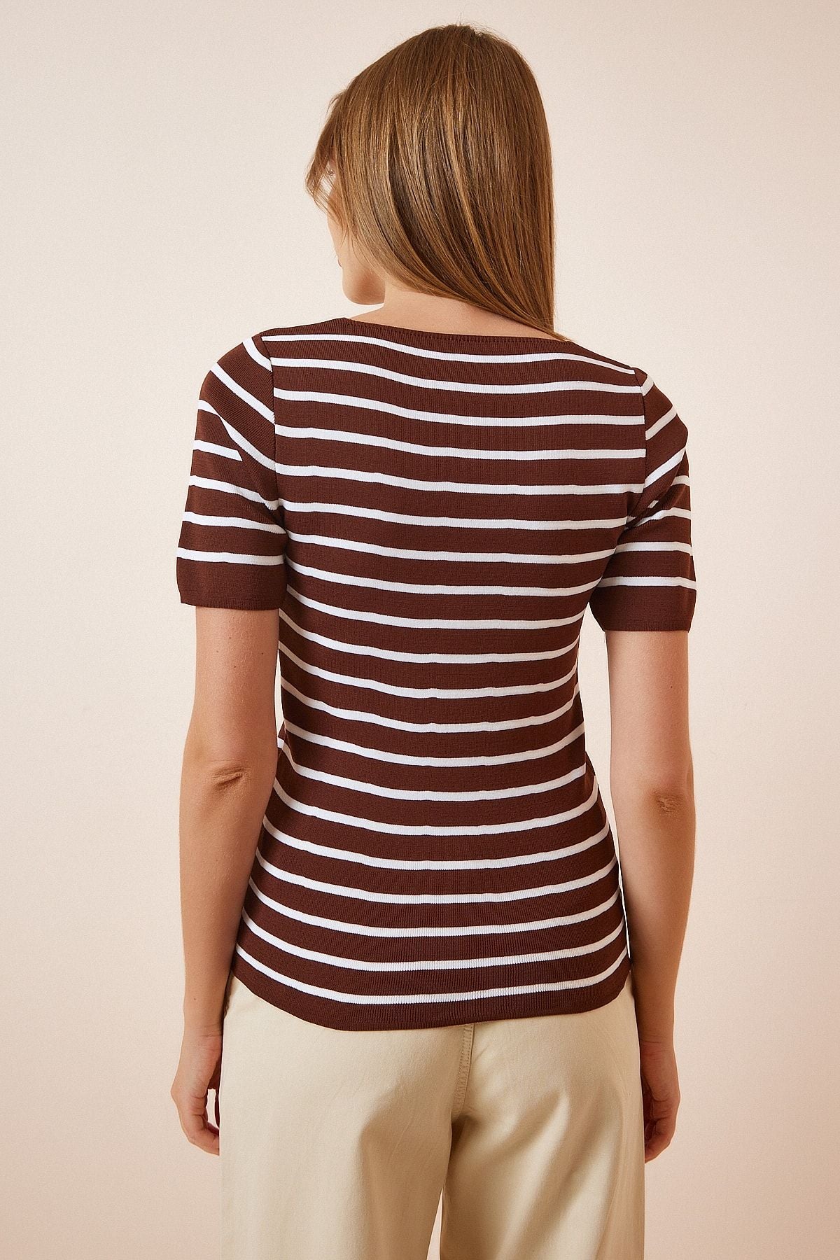 Female Brown Square Yaka knitwear blouse YG00101