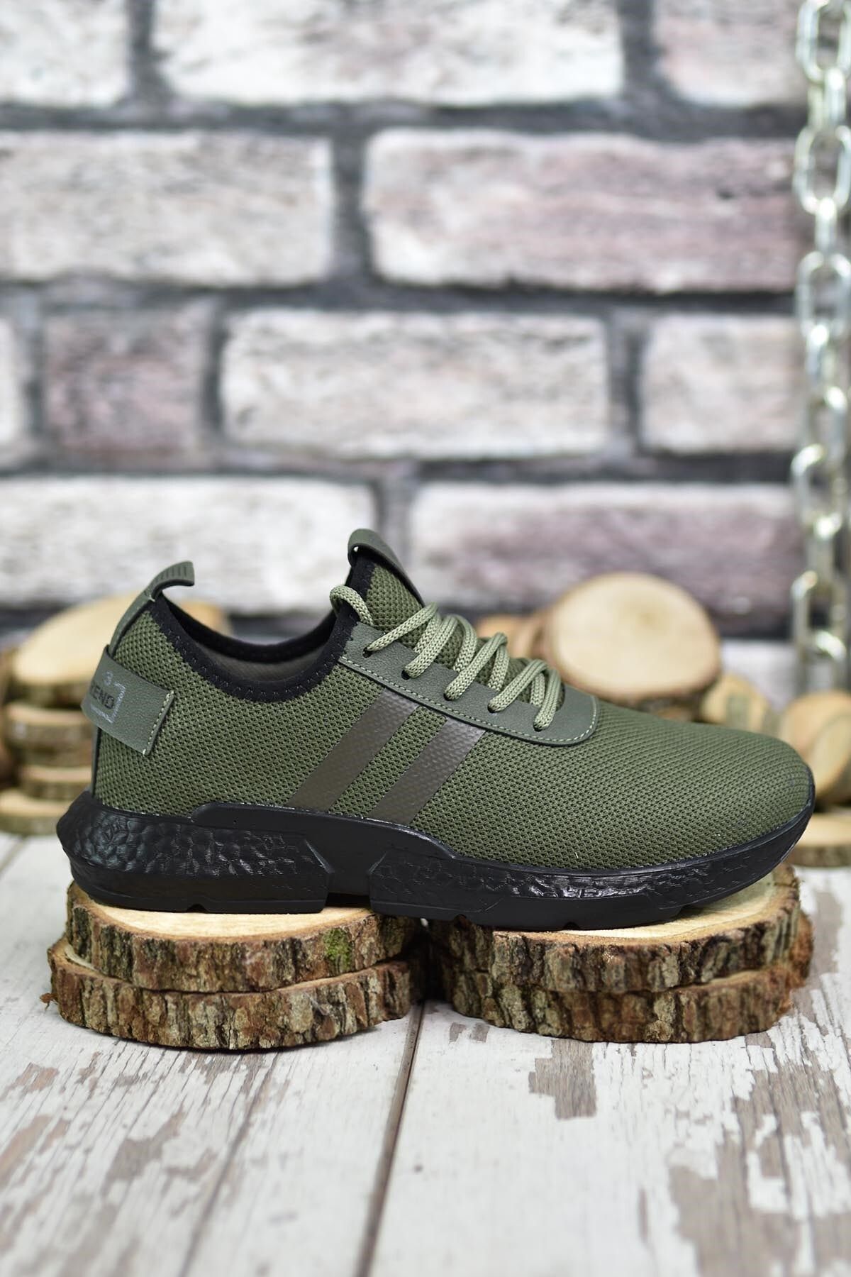 Khaki Black Men Sneaker 00122051