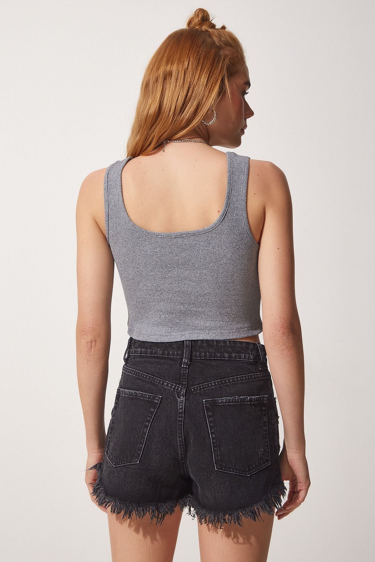 Women's Gray Hanger Crop knitted blouse GT00030