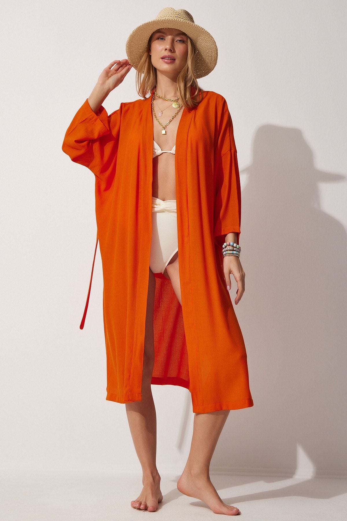 Female Tile Belly Kinkil Viscose Kimono DD00958