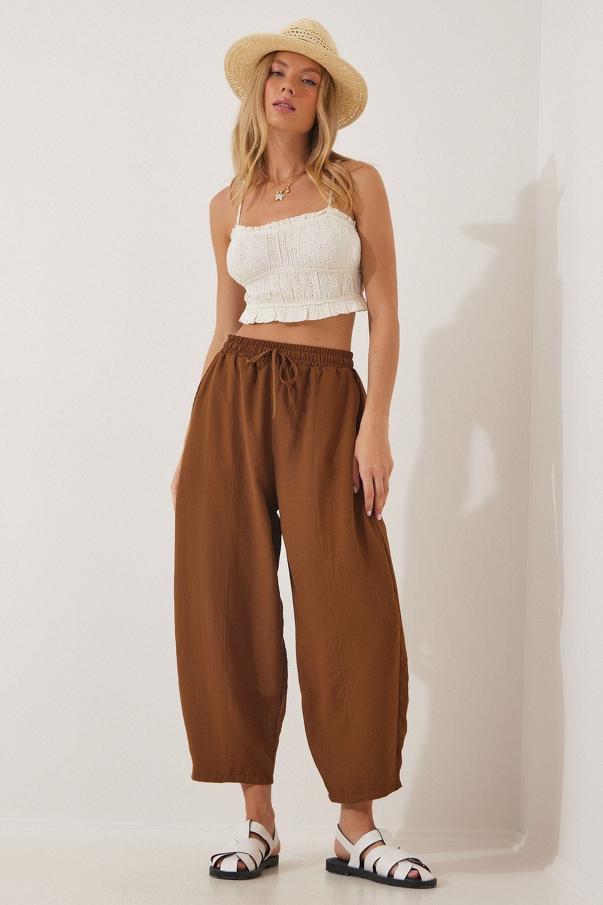 Female Taba Pocket Linen Viscose Shalwar Pants CV00001