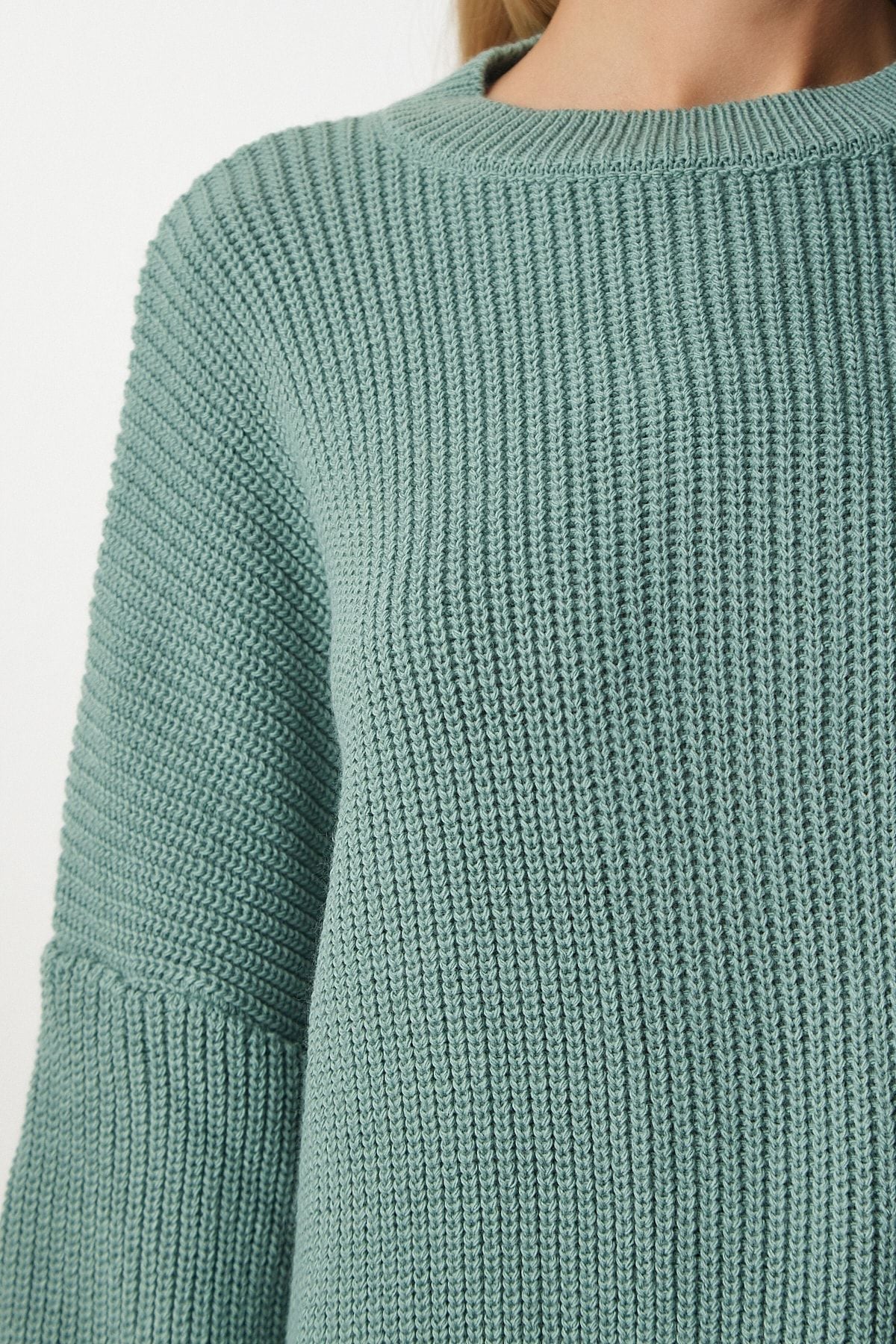 Women's Cagla Green Oversize Basic Knitwear Kazakh MX00126