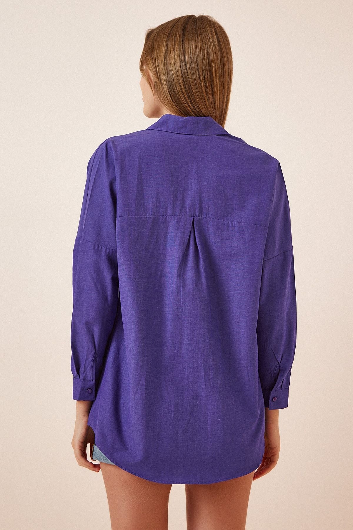Woman Purple Oversize Long Basic Shirt DD00842