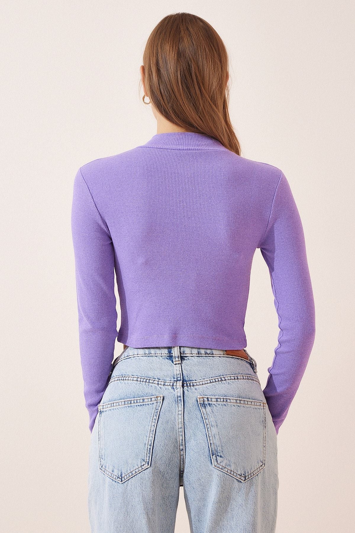 Women's Lilac Fisherman's Crop knitted blouse GT00059