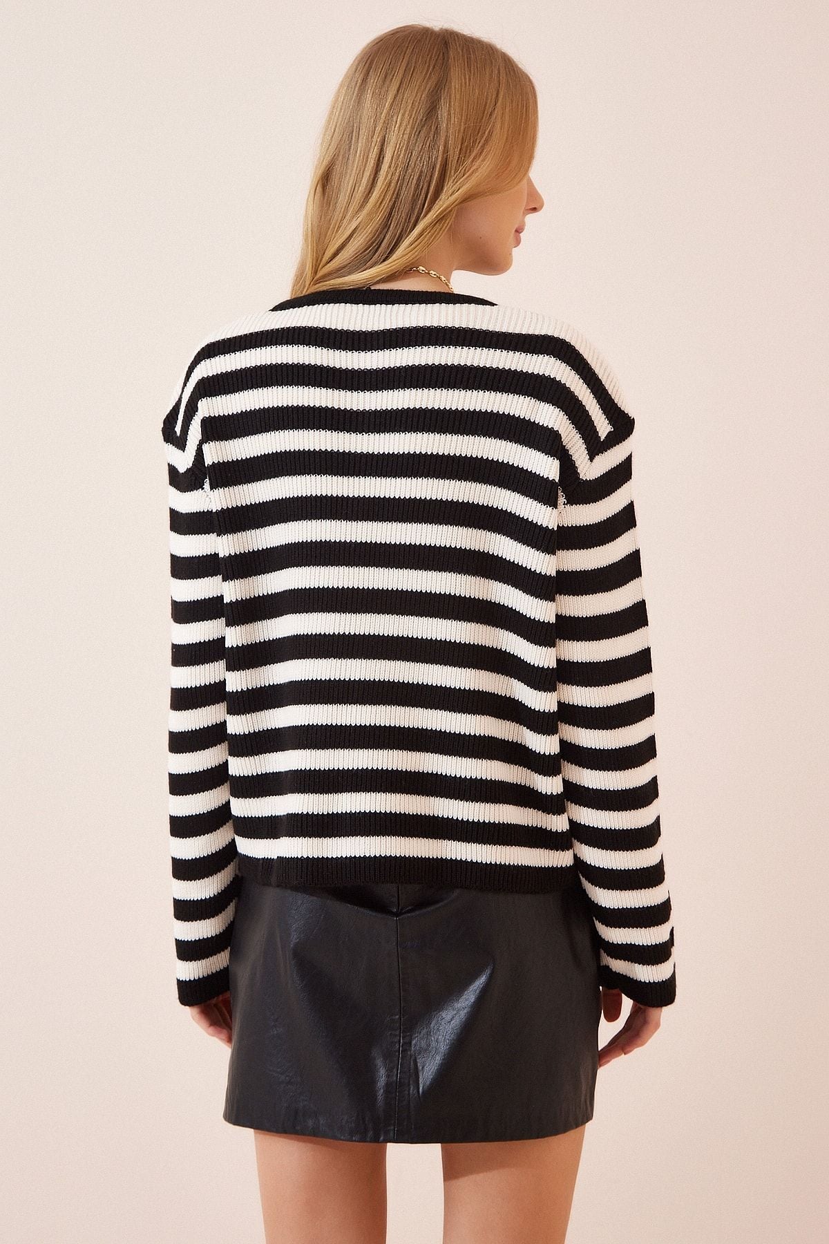 WOMEN'S BONE BLACK PLACE striped knitwear cardigan BP00142