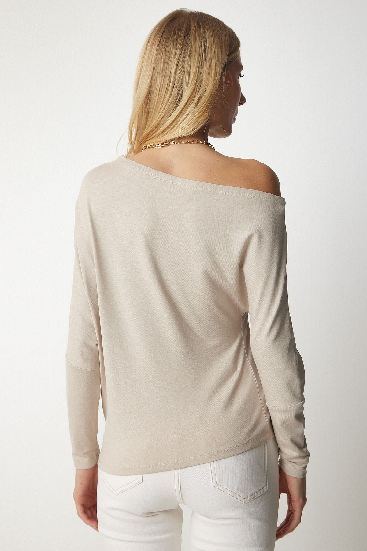 Female Beige Kayık Yaka knitwear blouse UB00151
