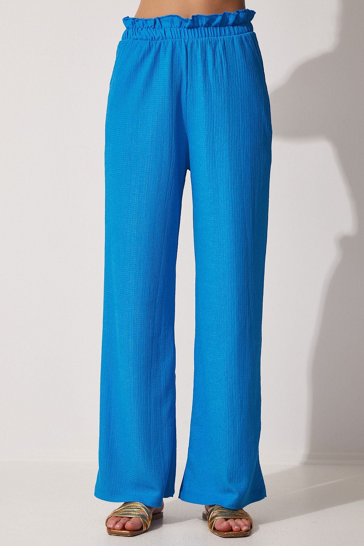 WOMEN BLUE WIDE POÇA CASTED Pants MC00173