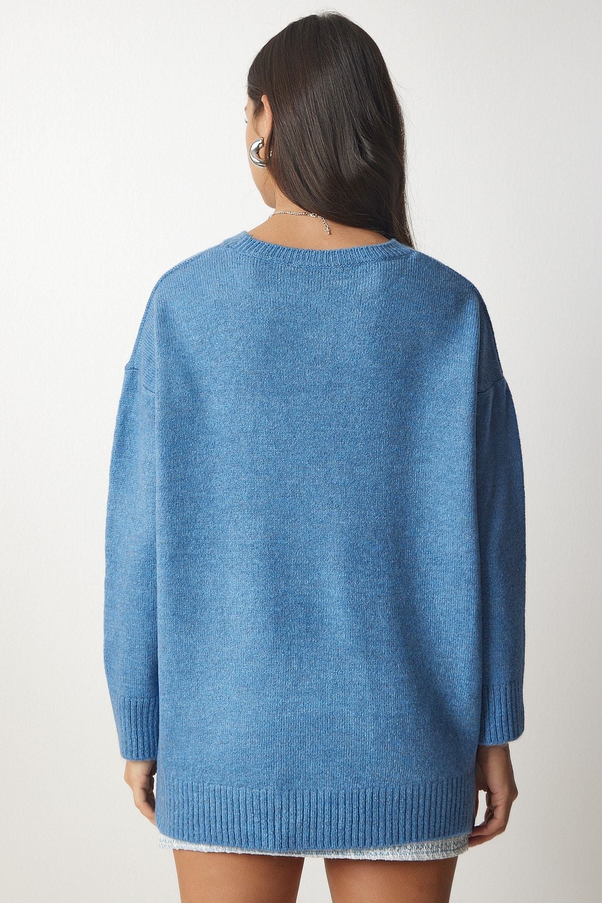 WOMEN INDIO BLUE OVERSIZE knitwear sweater PN00054