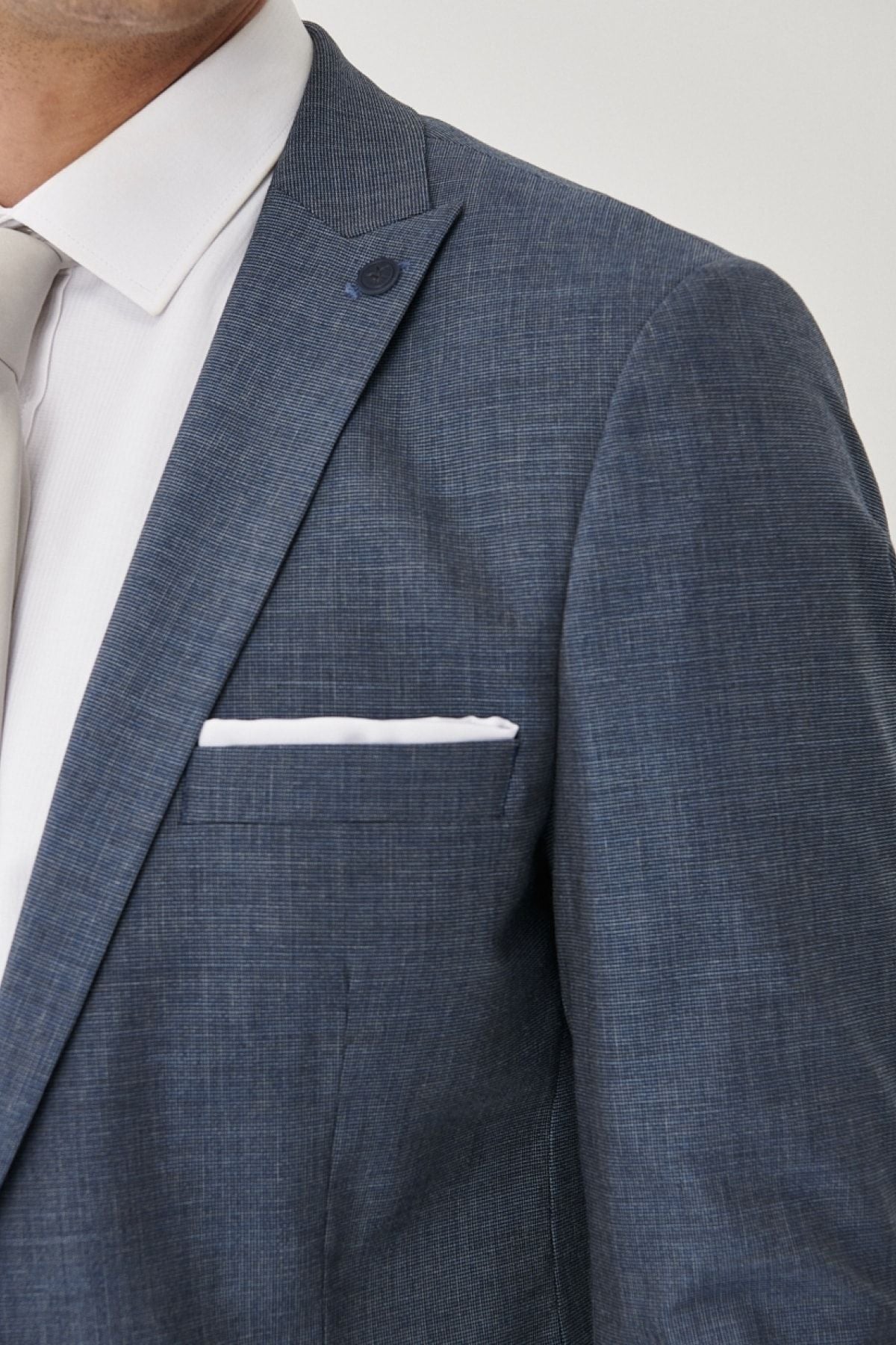 Men's Navy Blue-Blue Slim Fit Narrow Cut Narrow Cut Wool Patterned Suit