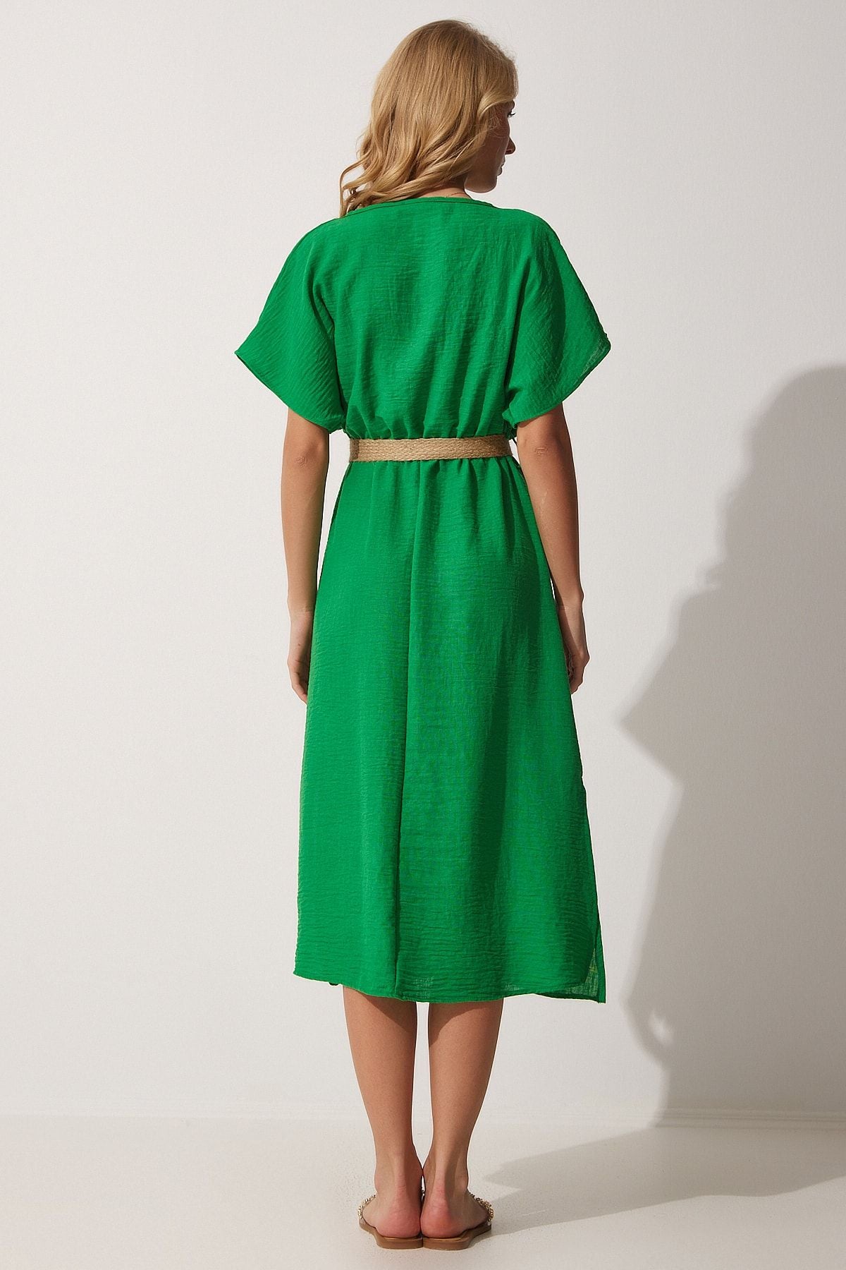 WOMEN'S VIEW GREEN MATERIAL SUMMER AYROBİN DRESS ZH00022
