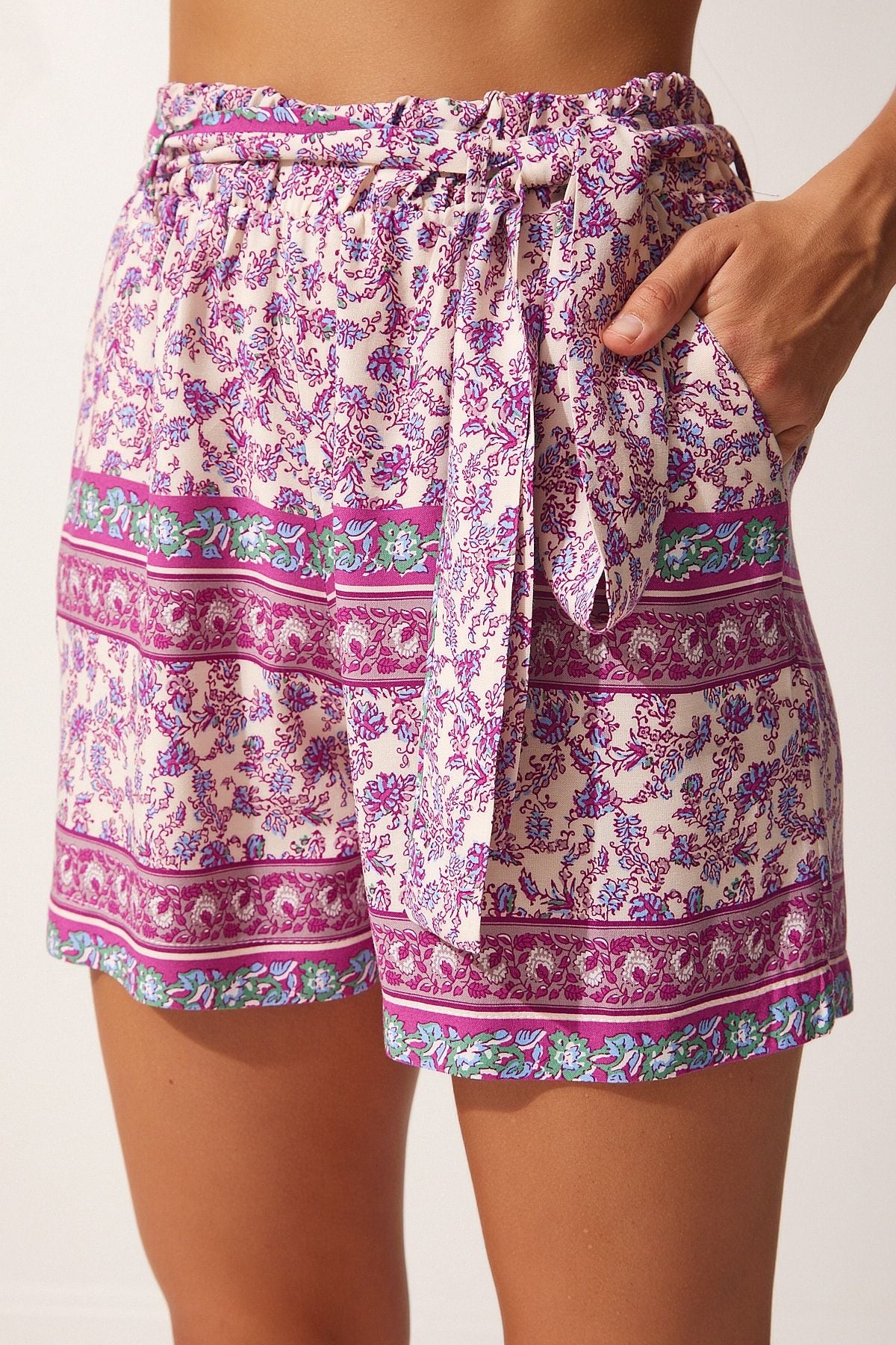 Female Pattern Patterned Viscose Kimono Short Set FN03067