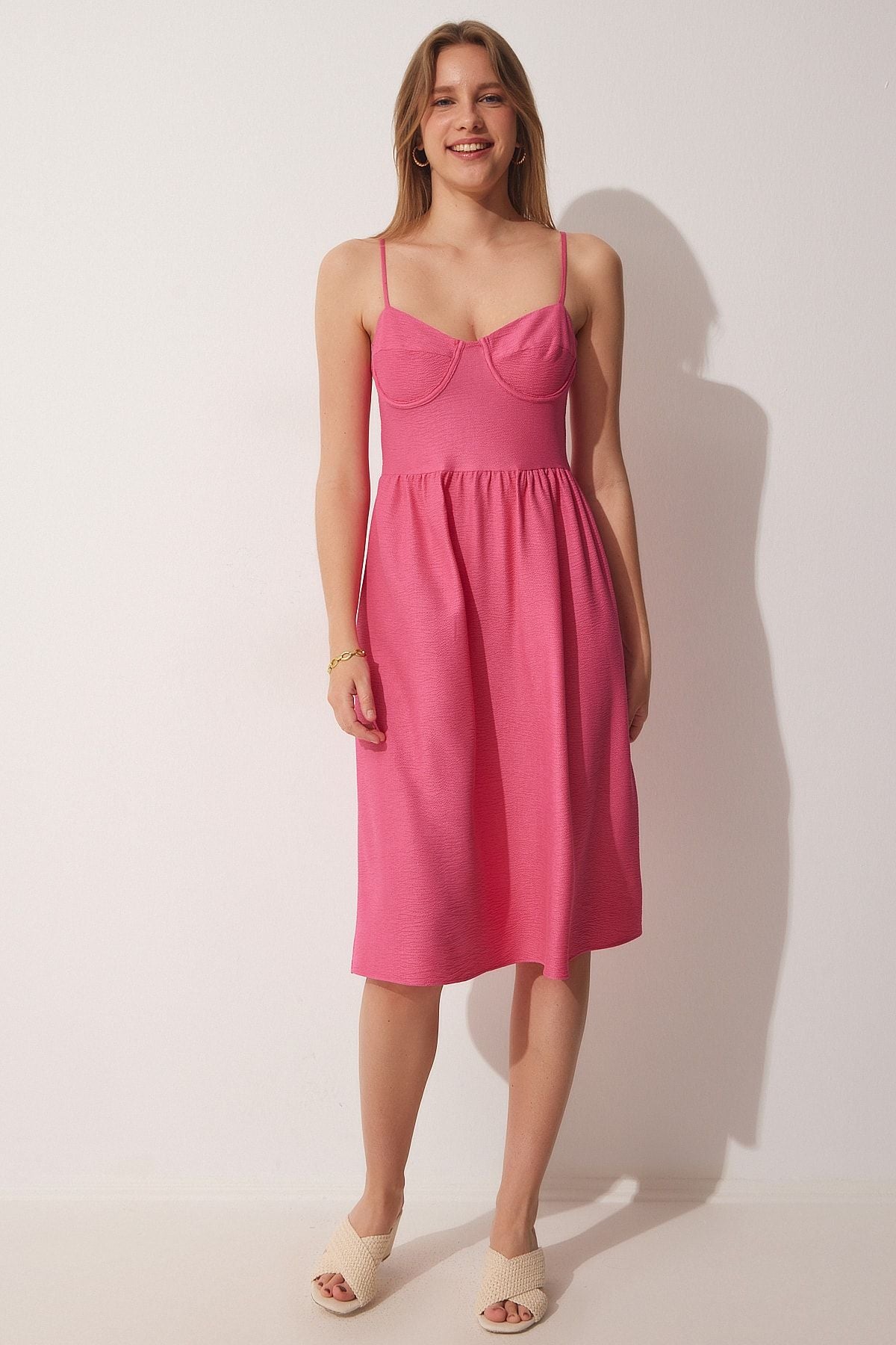 Woman Dark Pink Hanger Summer Knitting Dress to00064