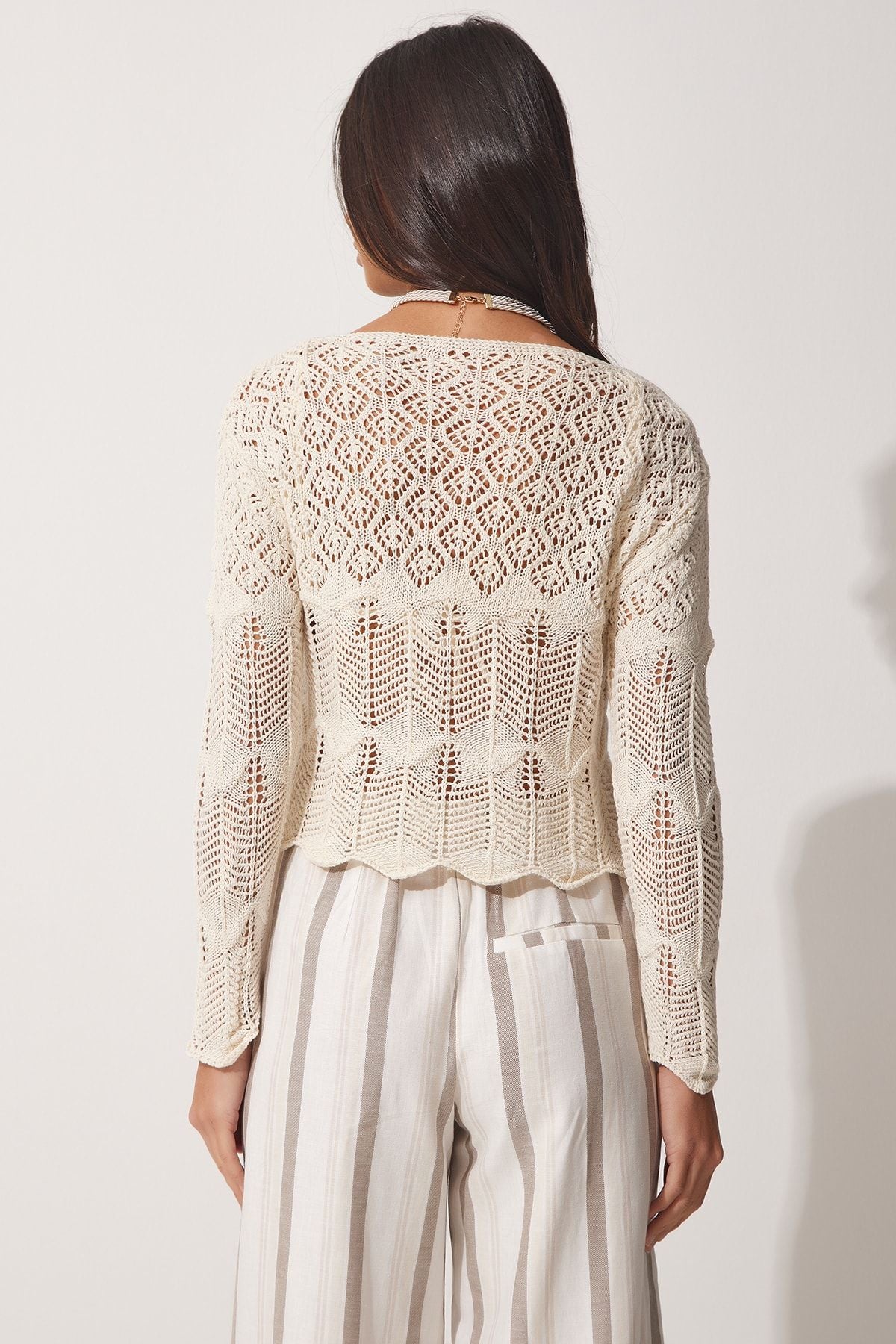 Women's Cream Outlet Summer Triko Blouse Ki00081