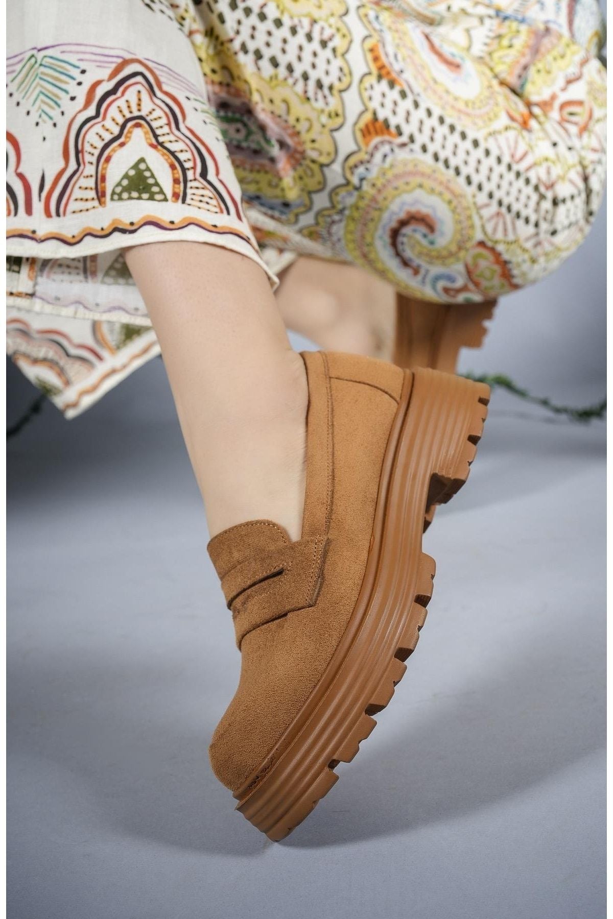 Woman Daily Loafer Shoes 0012920 Taba Suede