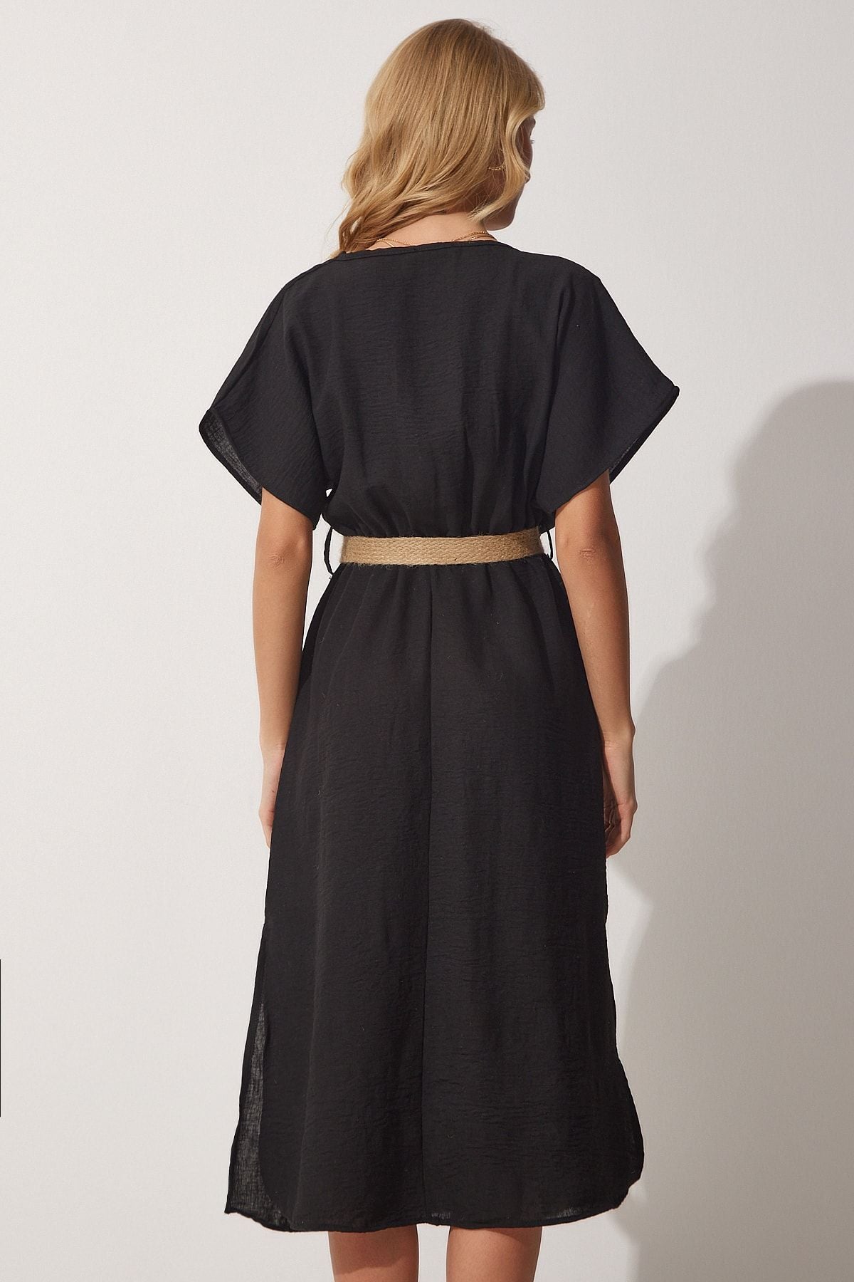 Female black wicker arched summer Ayrotin dress zh00022